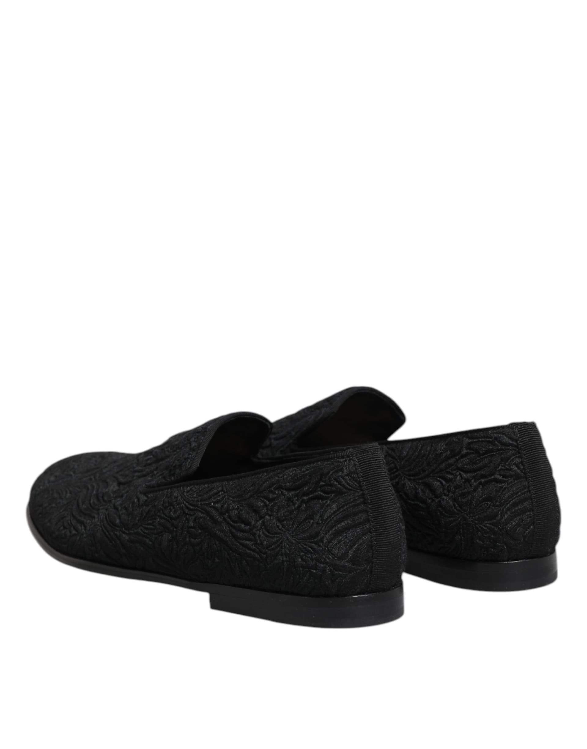 Dolce & Gabbana Black Jacquard Slip On Loafers Formal Shoes - 4