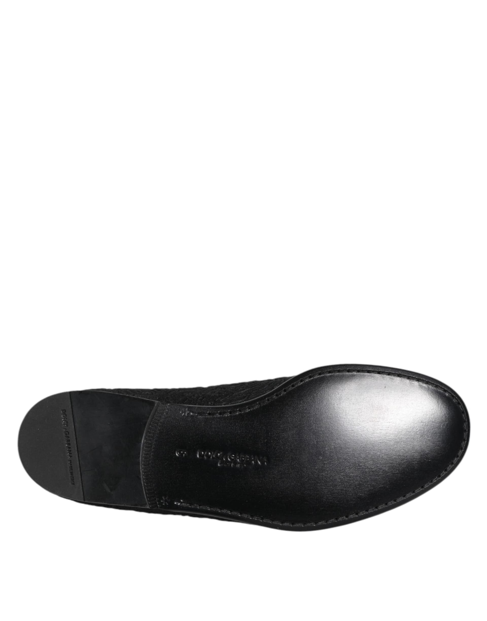 Dolce & Gabbana Black Jacquard Slip On Loafers Formal Shoes - 8