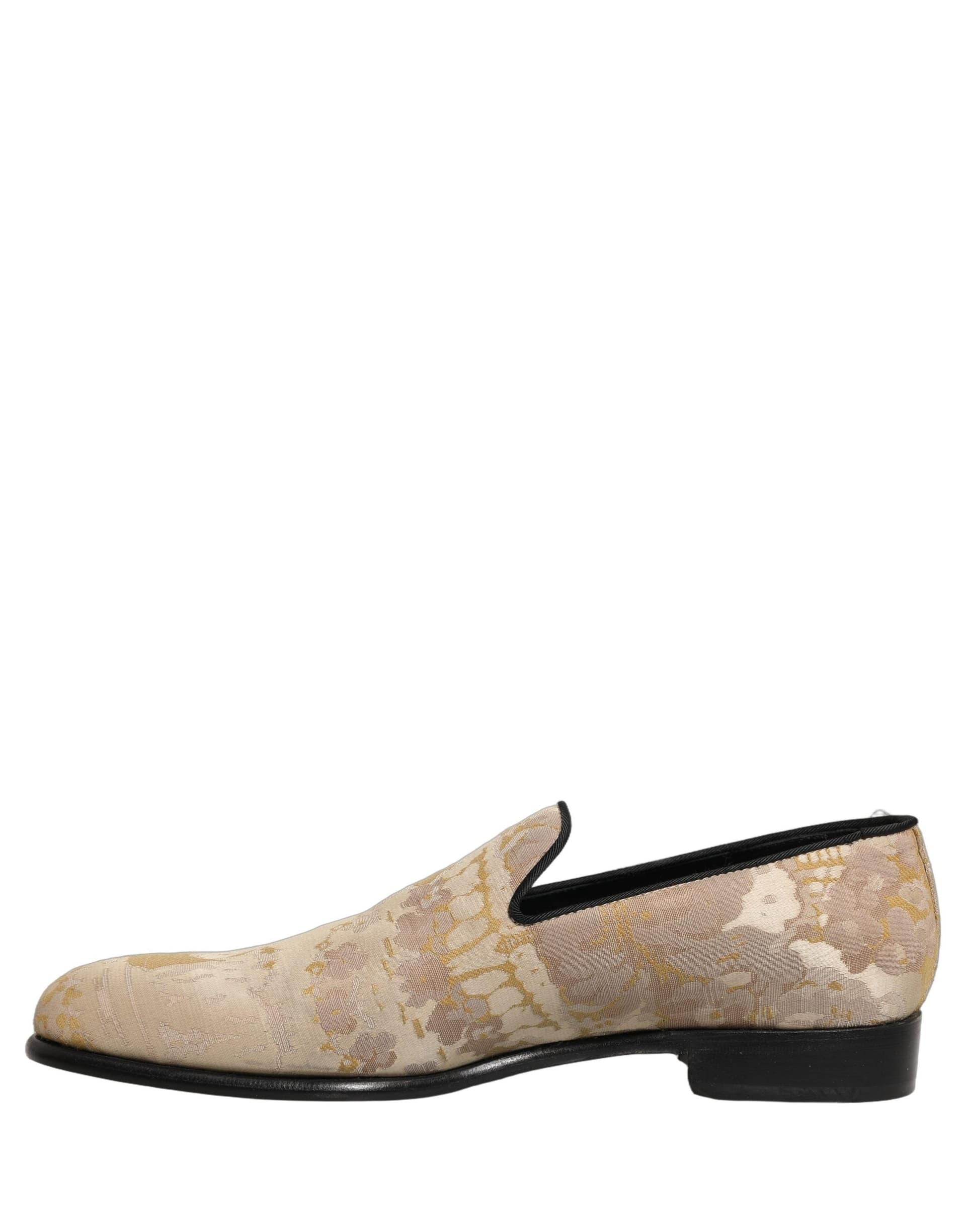 Dolce & Gabbana Gold Floral Print Jacquard Men Loafers Shoes - 5