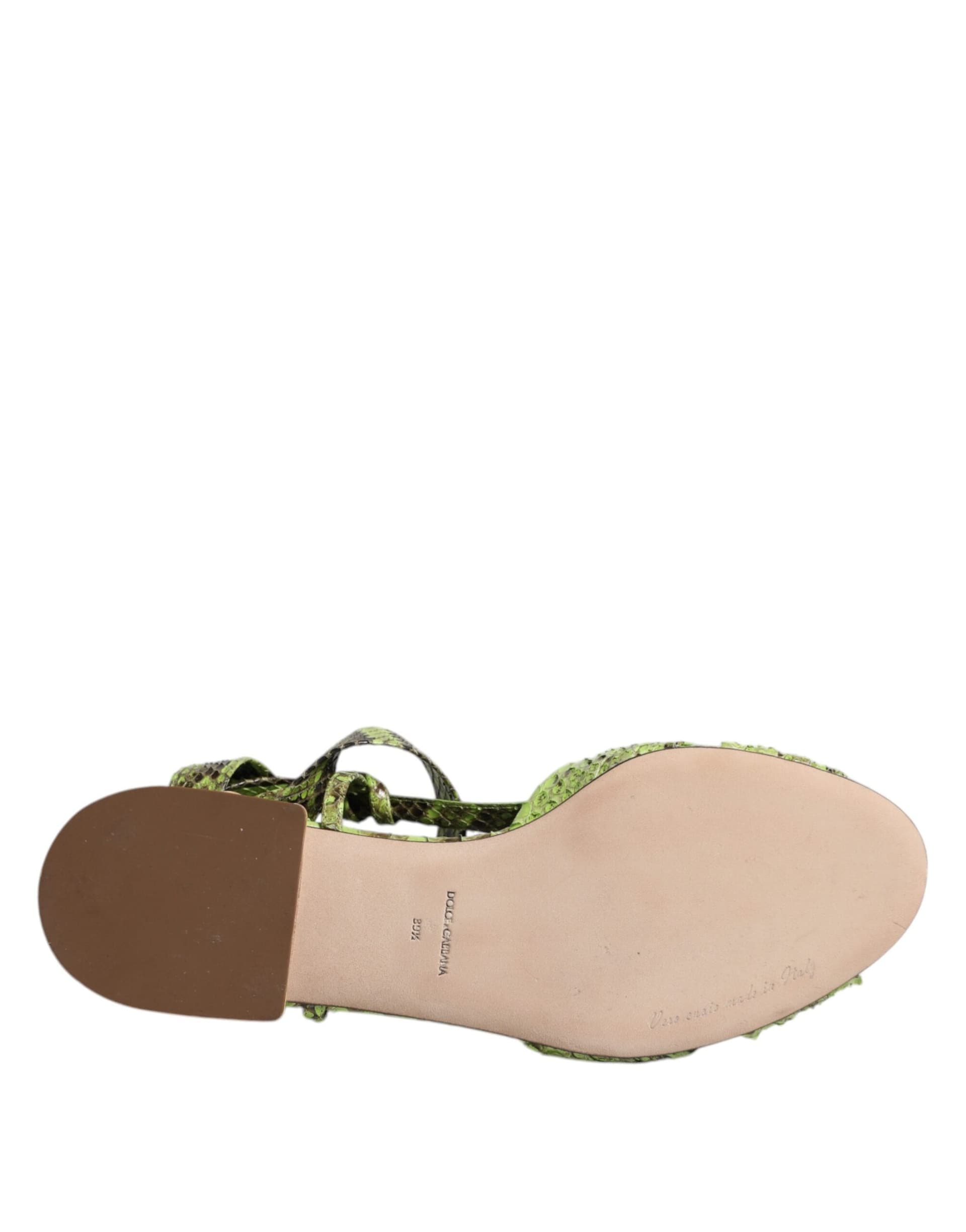Dolce & Gabbana Green Animal Print Ankle Wrap Sandals Shoes - 8