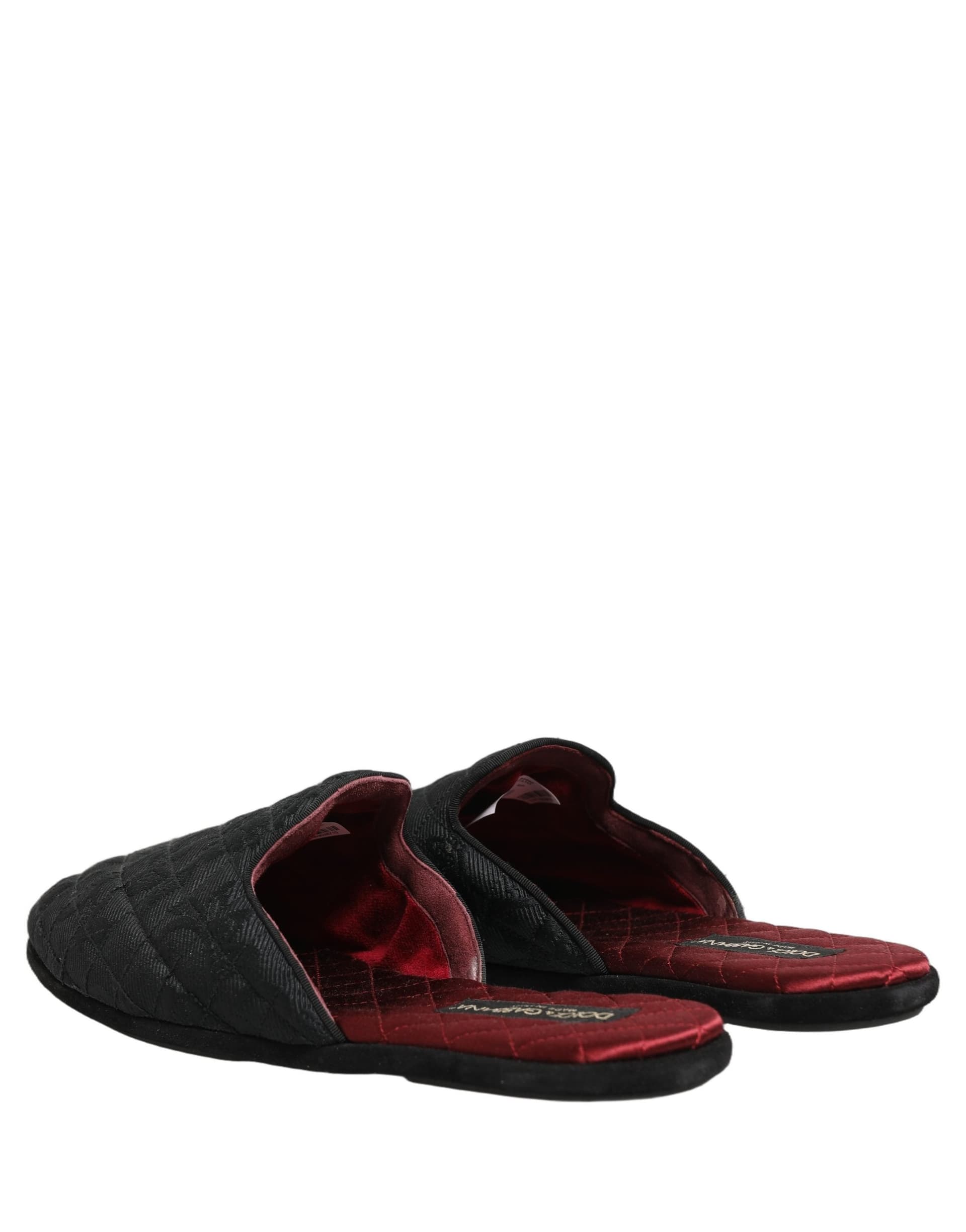 Dolce & Gabbana Black Floral Brocade Slides Slippers Shoes - 3