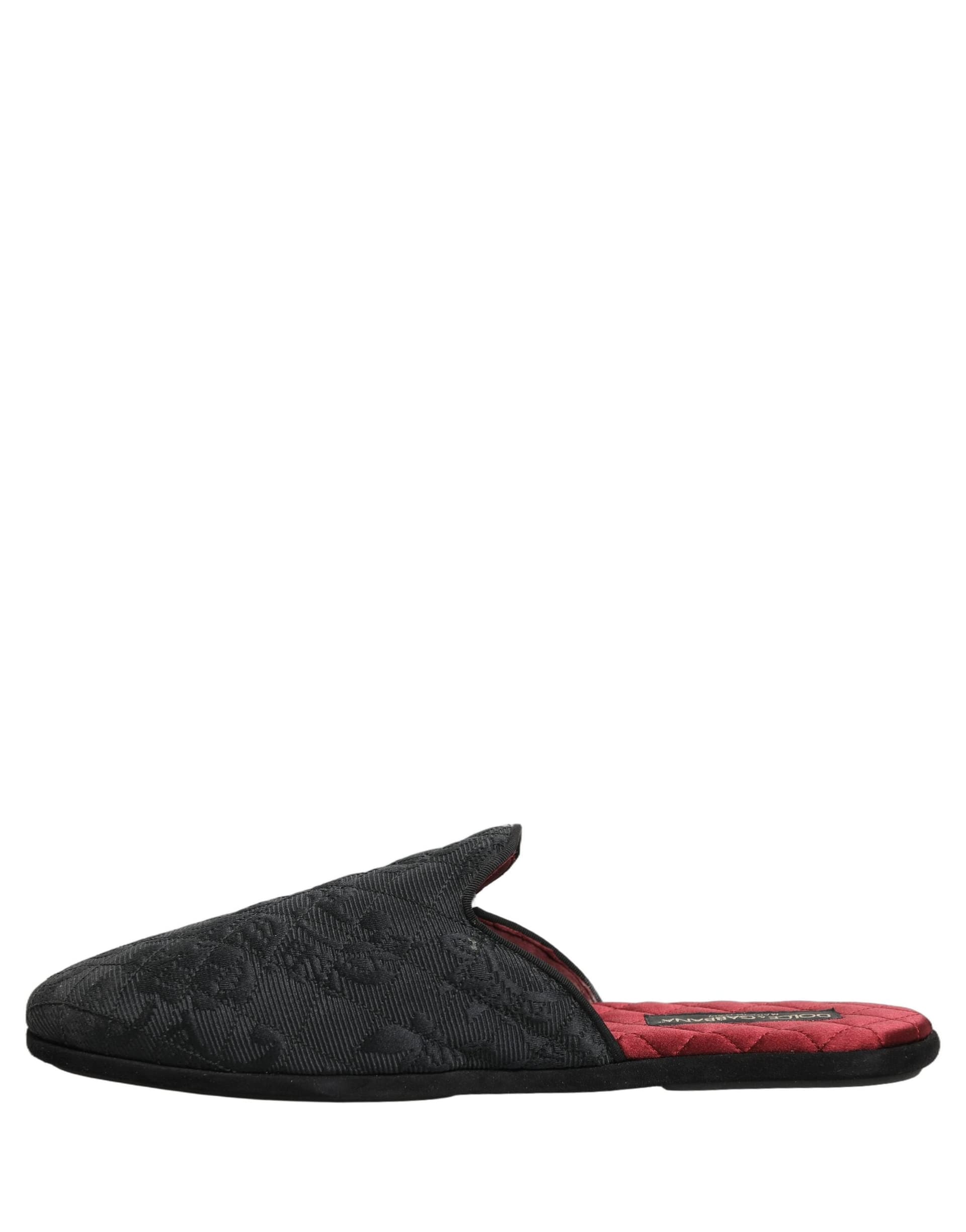 Dolce & Gabbana Black Floral Brocade Slides Slippers Shoes - 4