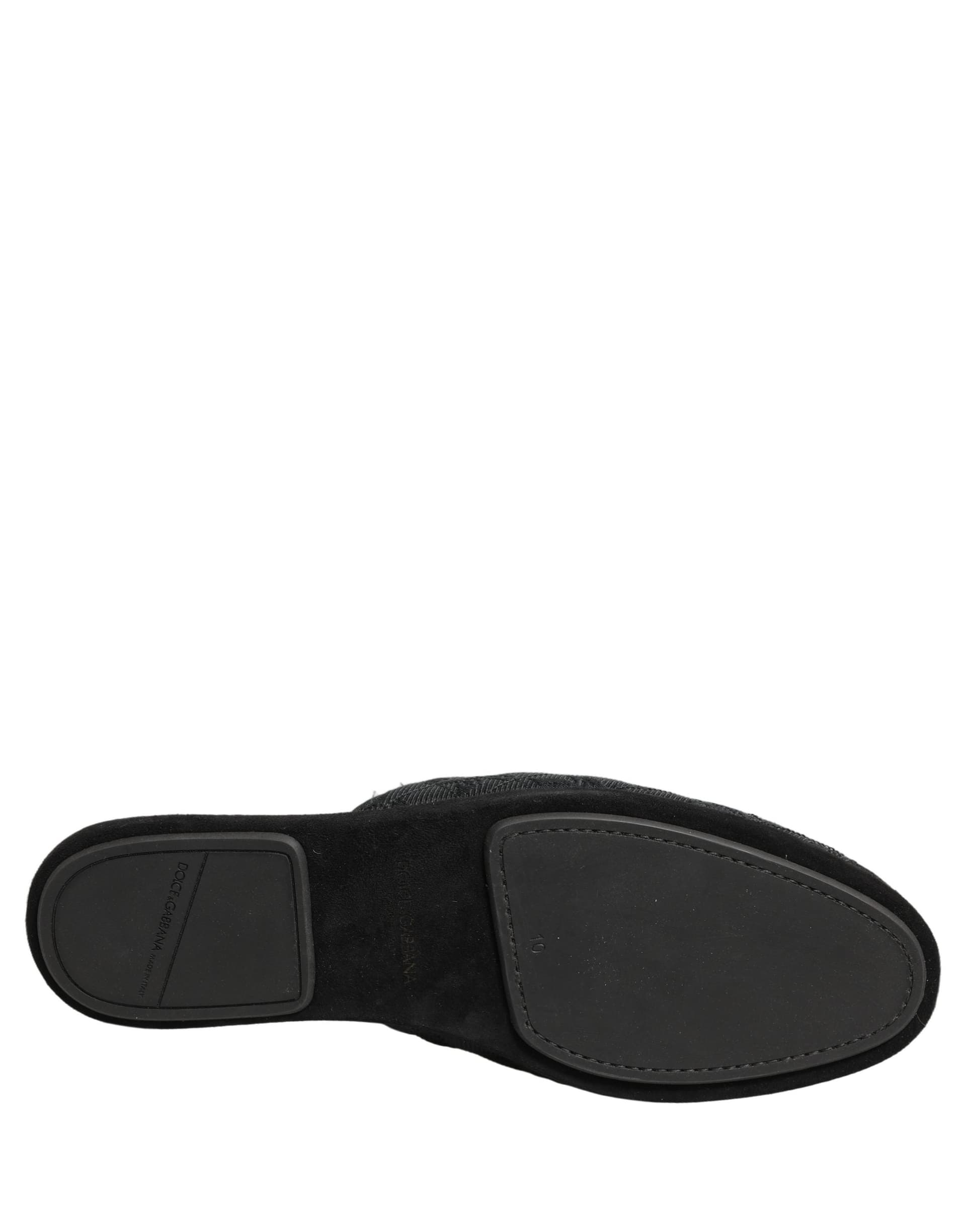Dolce & Gabbana Black Floral Brocade Slides Slippers Shoes - 7
