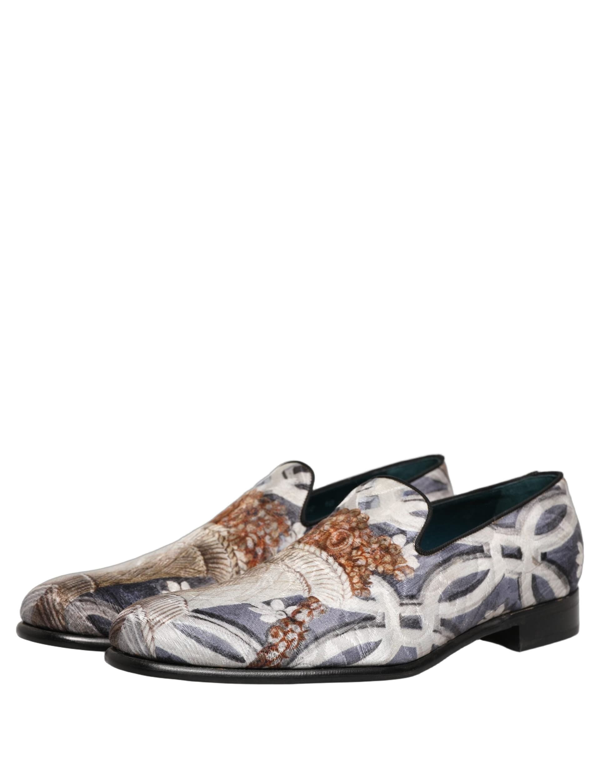 Dolce & Gabbana Multicolor Floral Tapestry Embroidery Loafer Shoes - 4