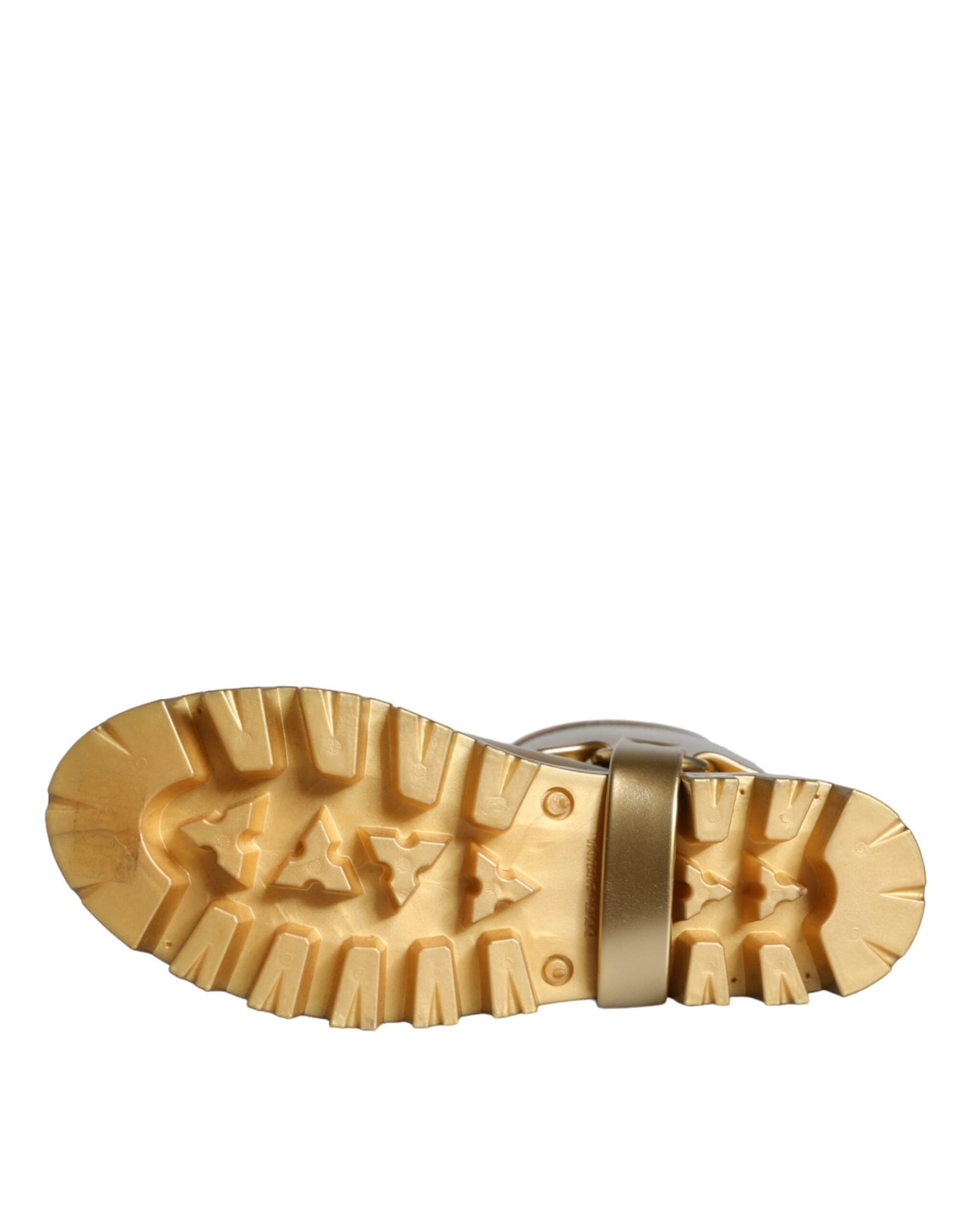 Dolce & Gabbana Metallic Gold Rubber PVC Rain Boots Shoes - 8