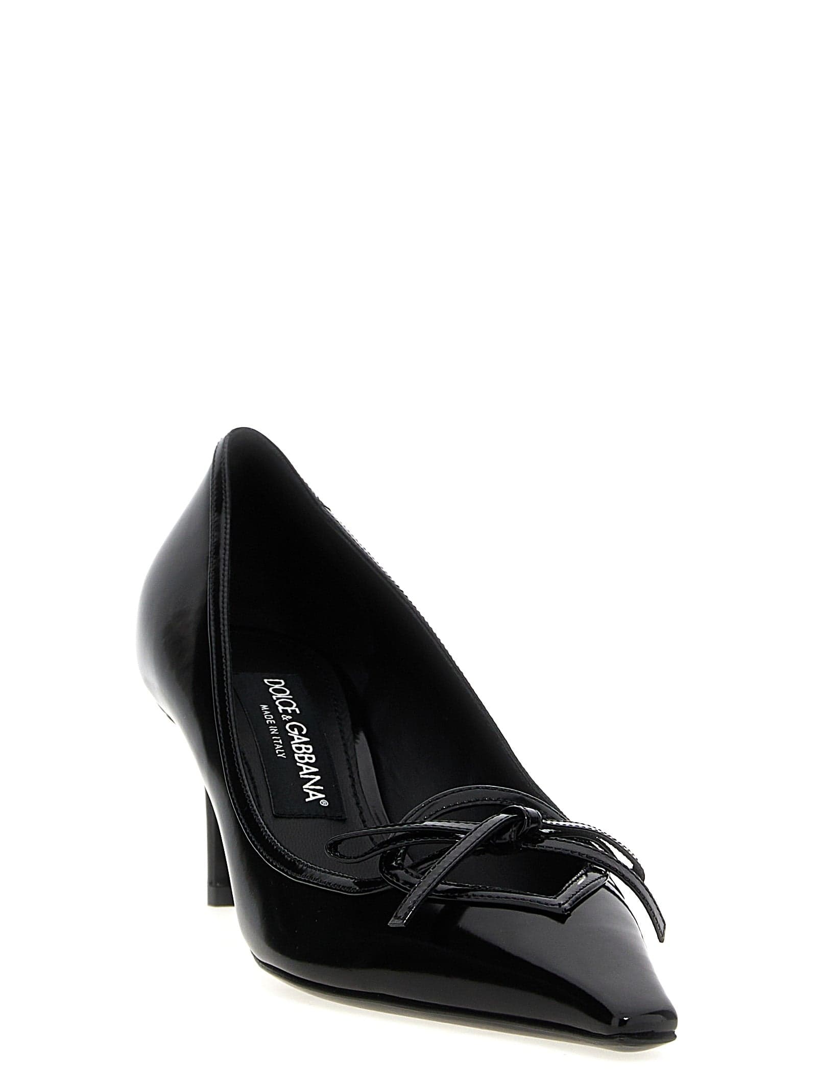 Dolce & Gabbana Black Calfskin Mid Heel Pumps - 2