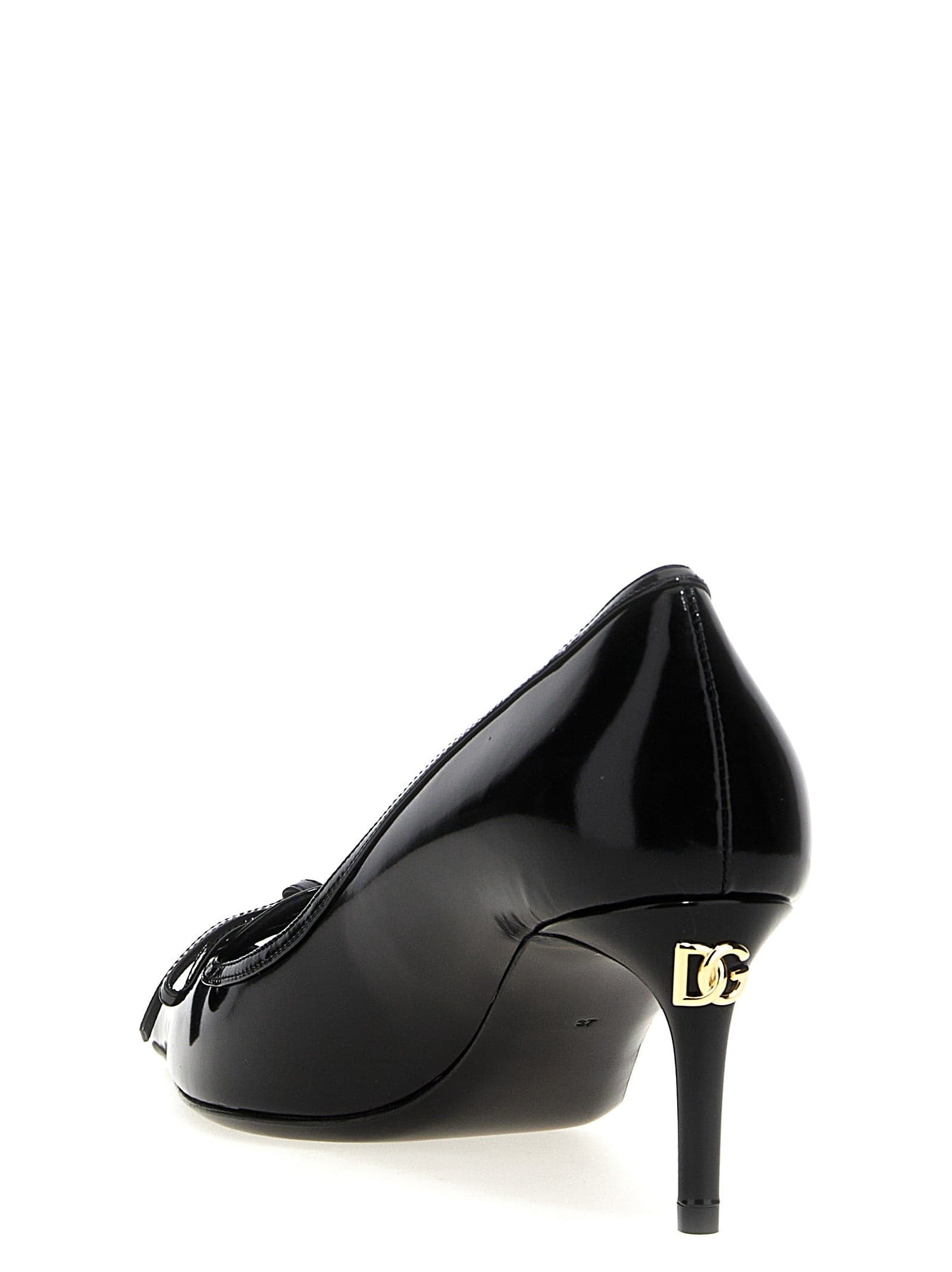 Dolce & Gabbana Black Calfskin Mid Heel Pumps - 3