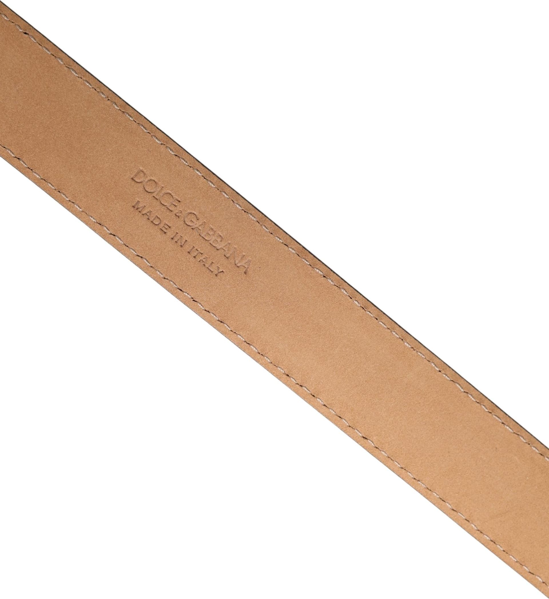 Dolce & Gabbana Men Black Marble Leather Metal Buckle Belt - 6