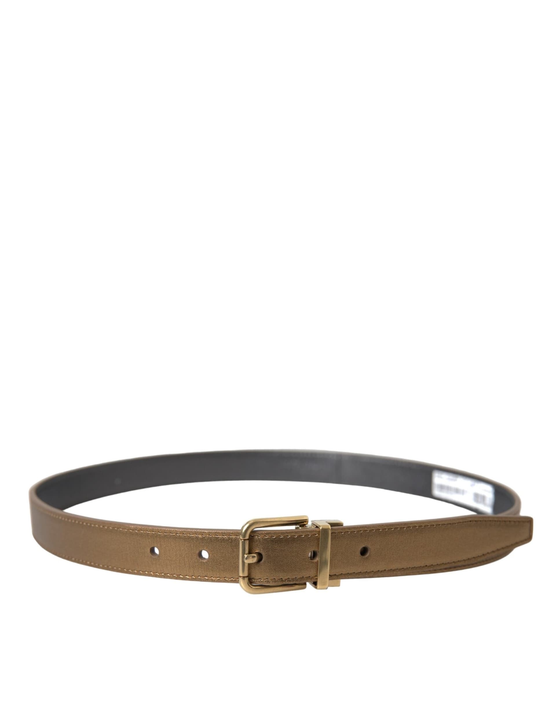Dolce & Gabbana Metallic Gold Calf Leather Metal Buckle Belt - 2