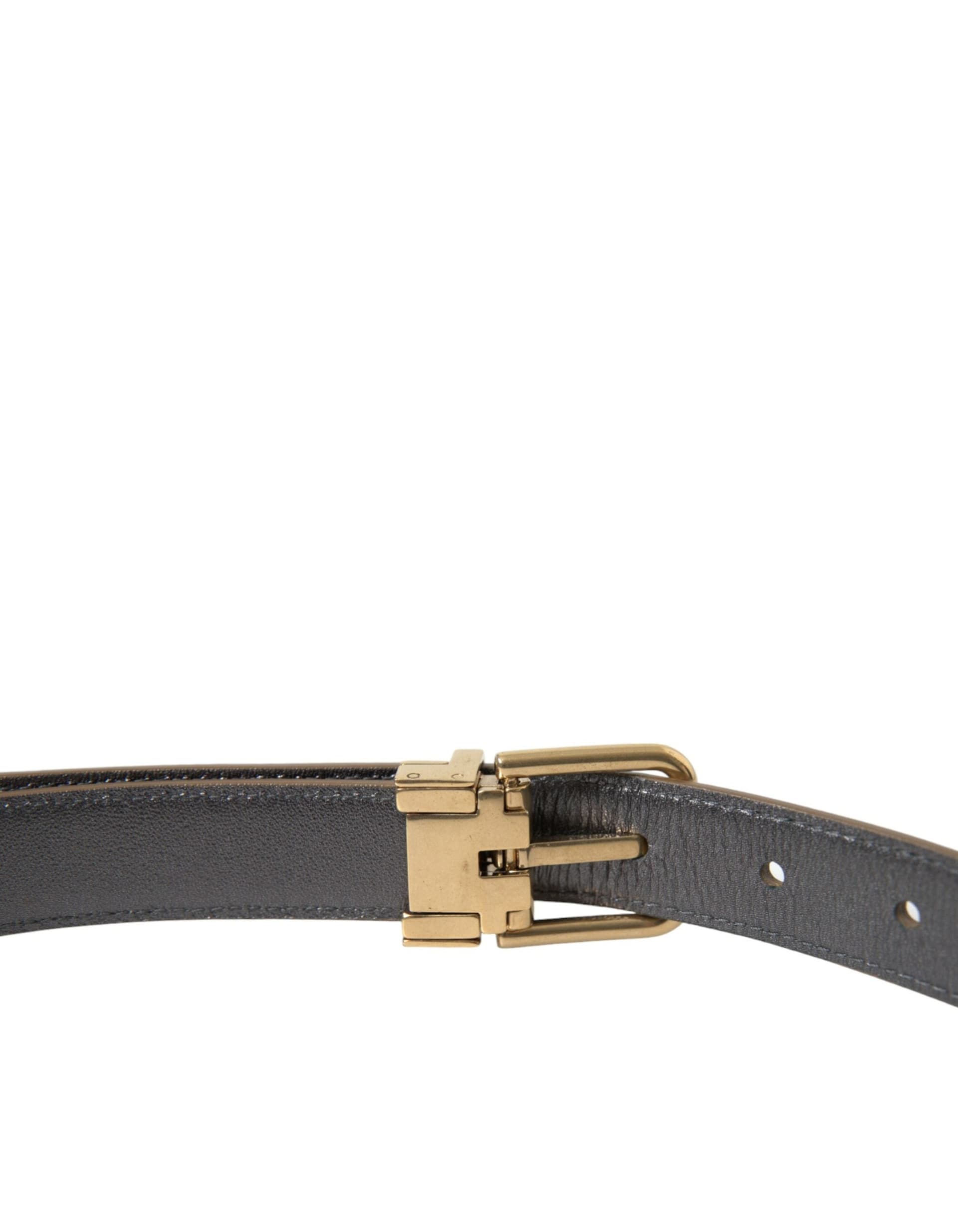 Dolce & Gabbana Metallic Gold Calf Leather Metal Buckle Belt - 5