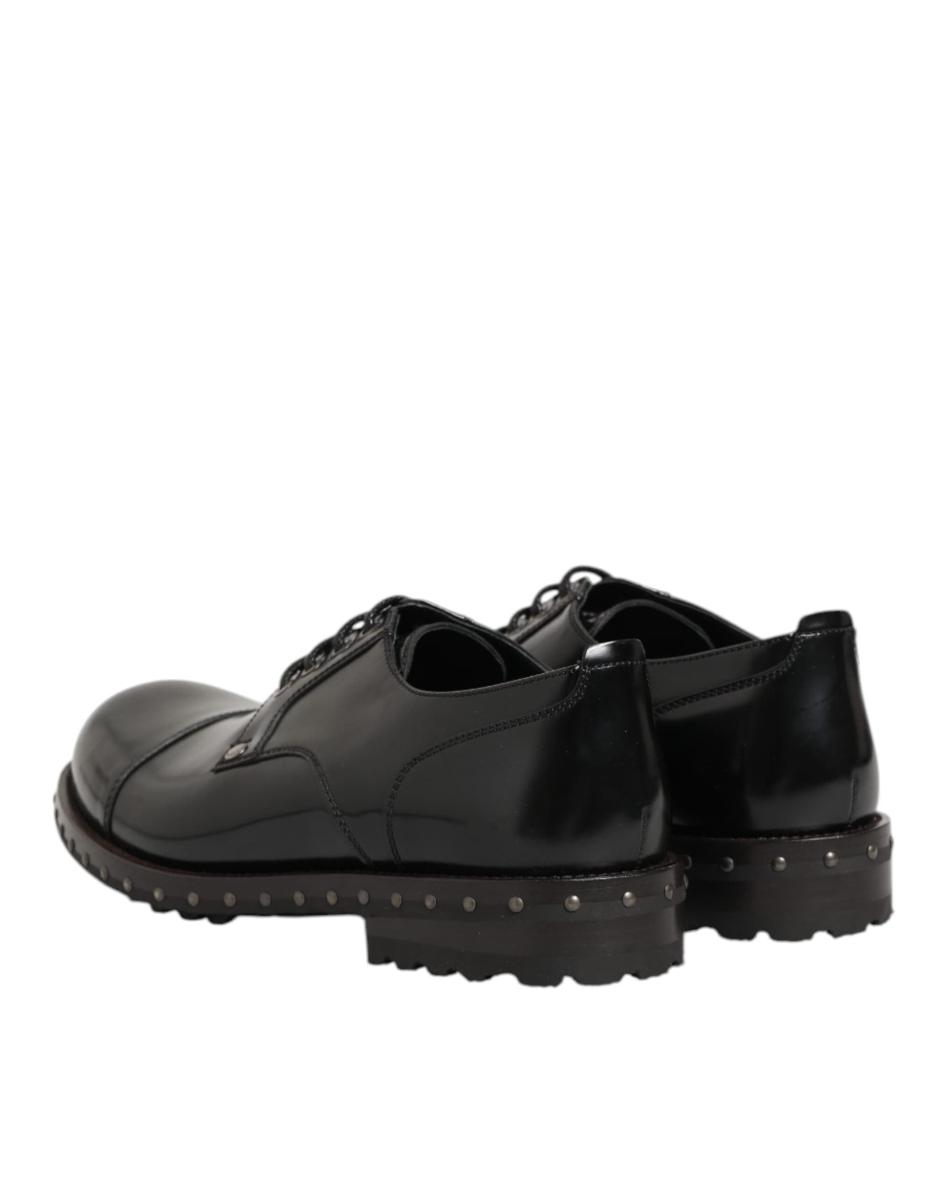 Dolce & Gabbana Black Leather Studded Men Formal Derby Shoes - 4