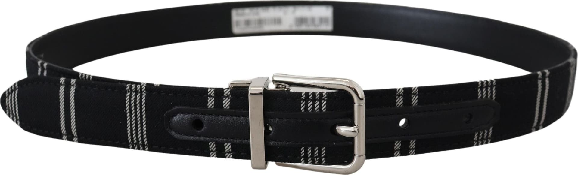 Dolce & Gabbana Black White Cotton Metal Silver Buckle Belt - 3