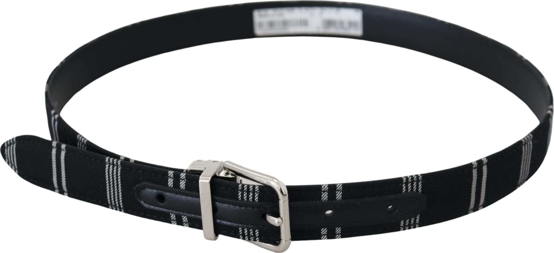 Dolce & Gabbana Black White Cotton Metal Silver Buckle Belt - 4