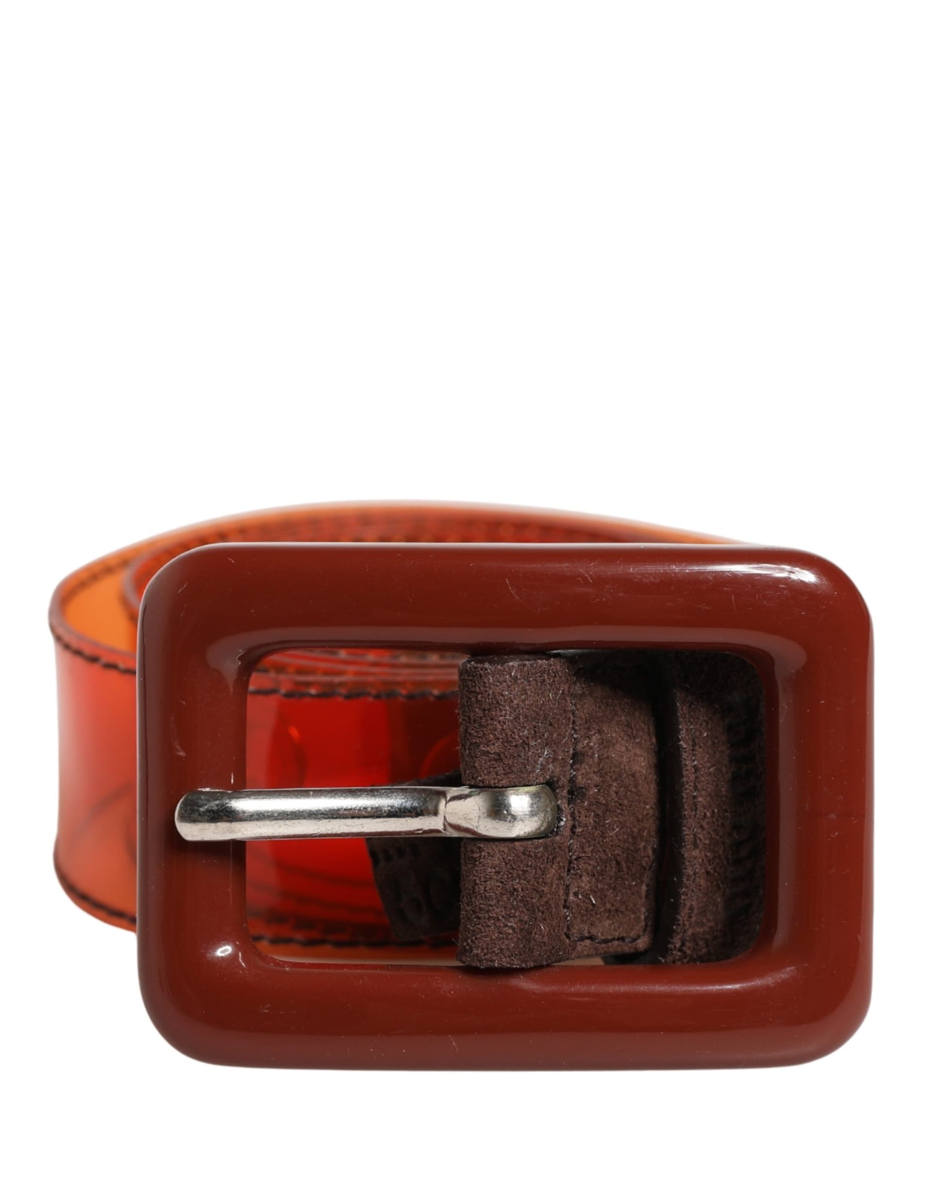 Miu Miu Orange PVC Waist Women Cintura Square Buckle Belt - 2