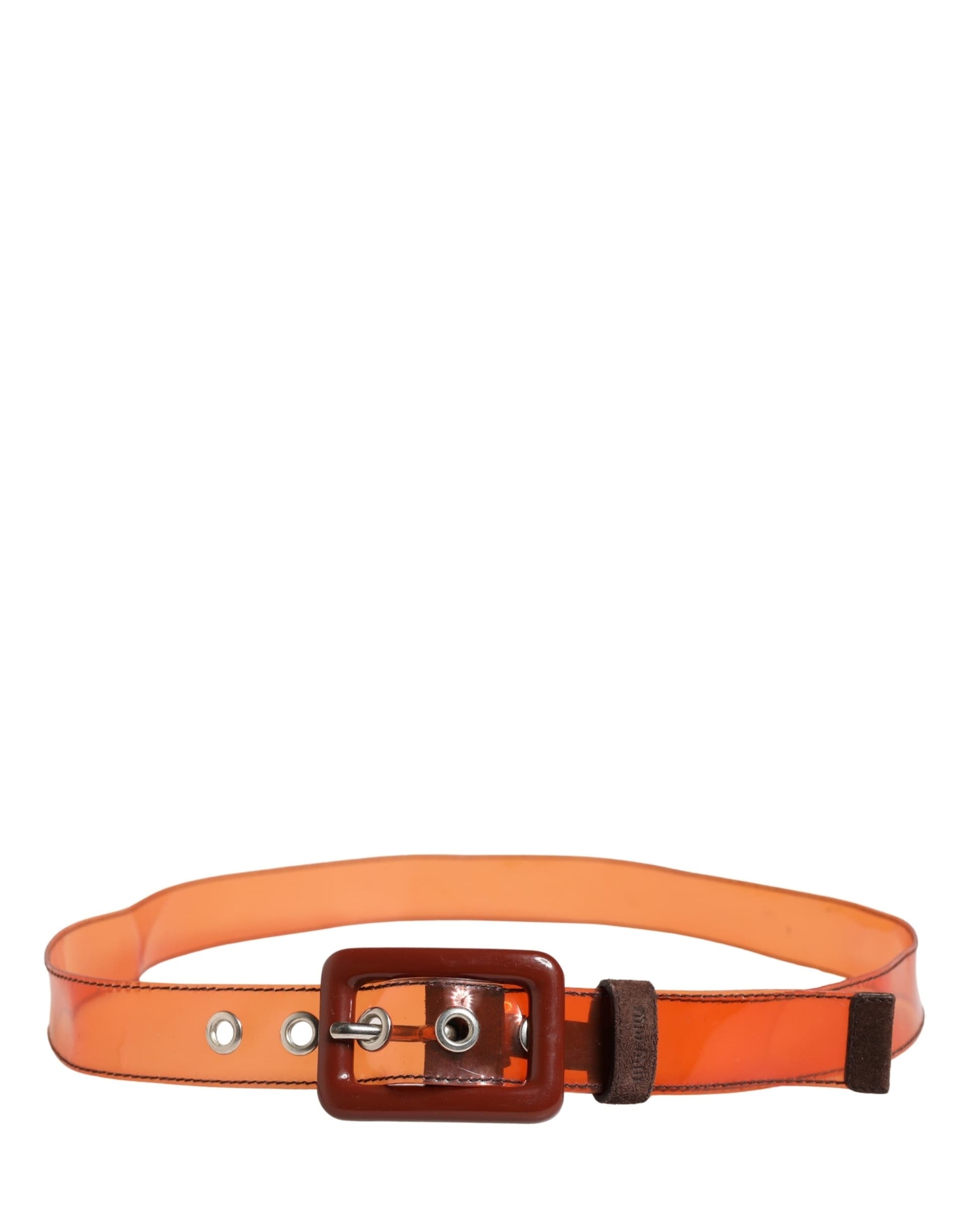 Miu Miu Orange PVC Waist Women Cintura Square Buckle Belt - 3