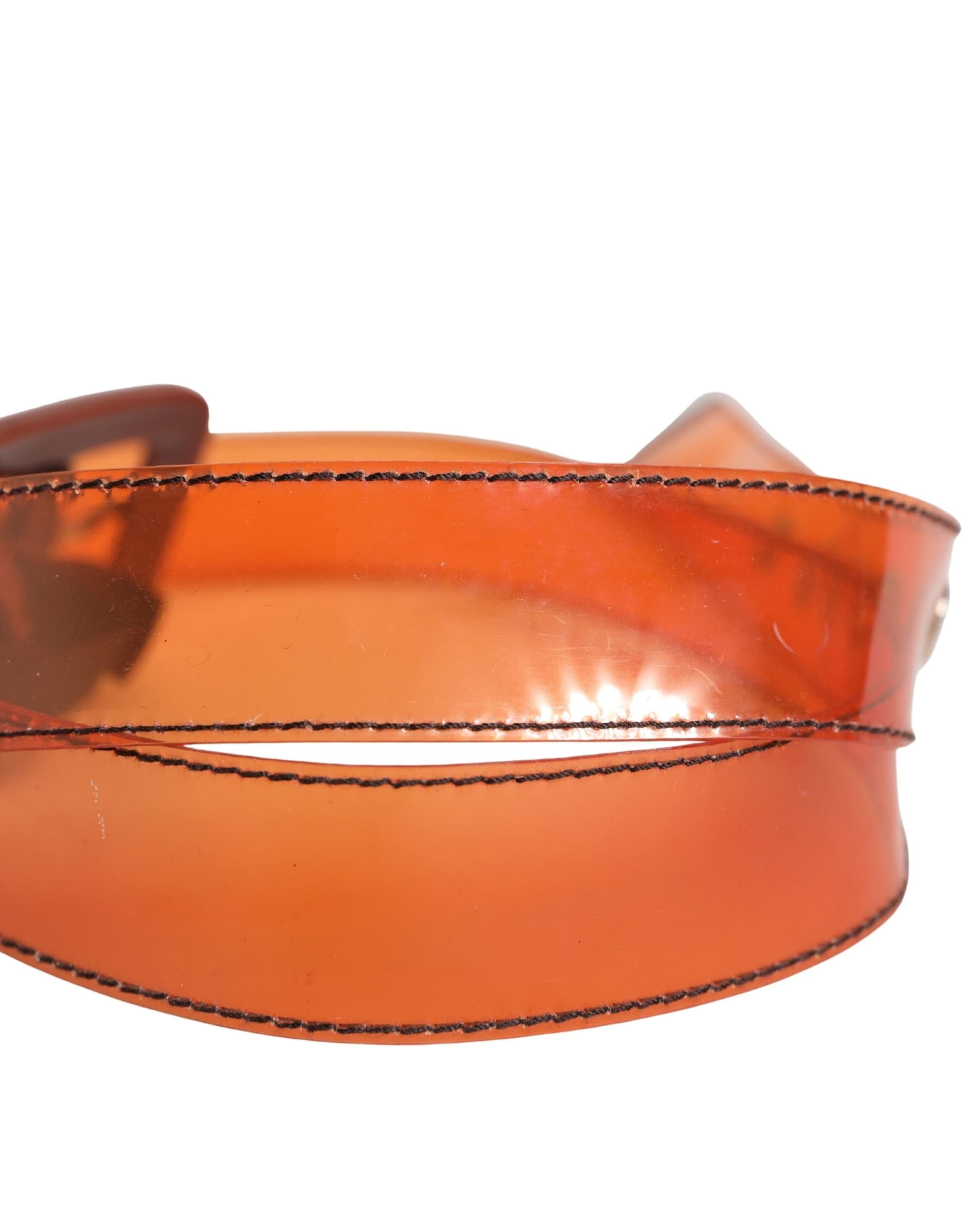 Miu Miu Orange PVC Waist Women Cintura Square Buckle Belt - 5