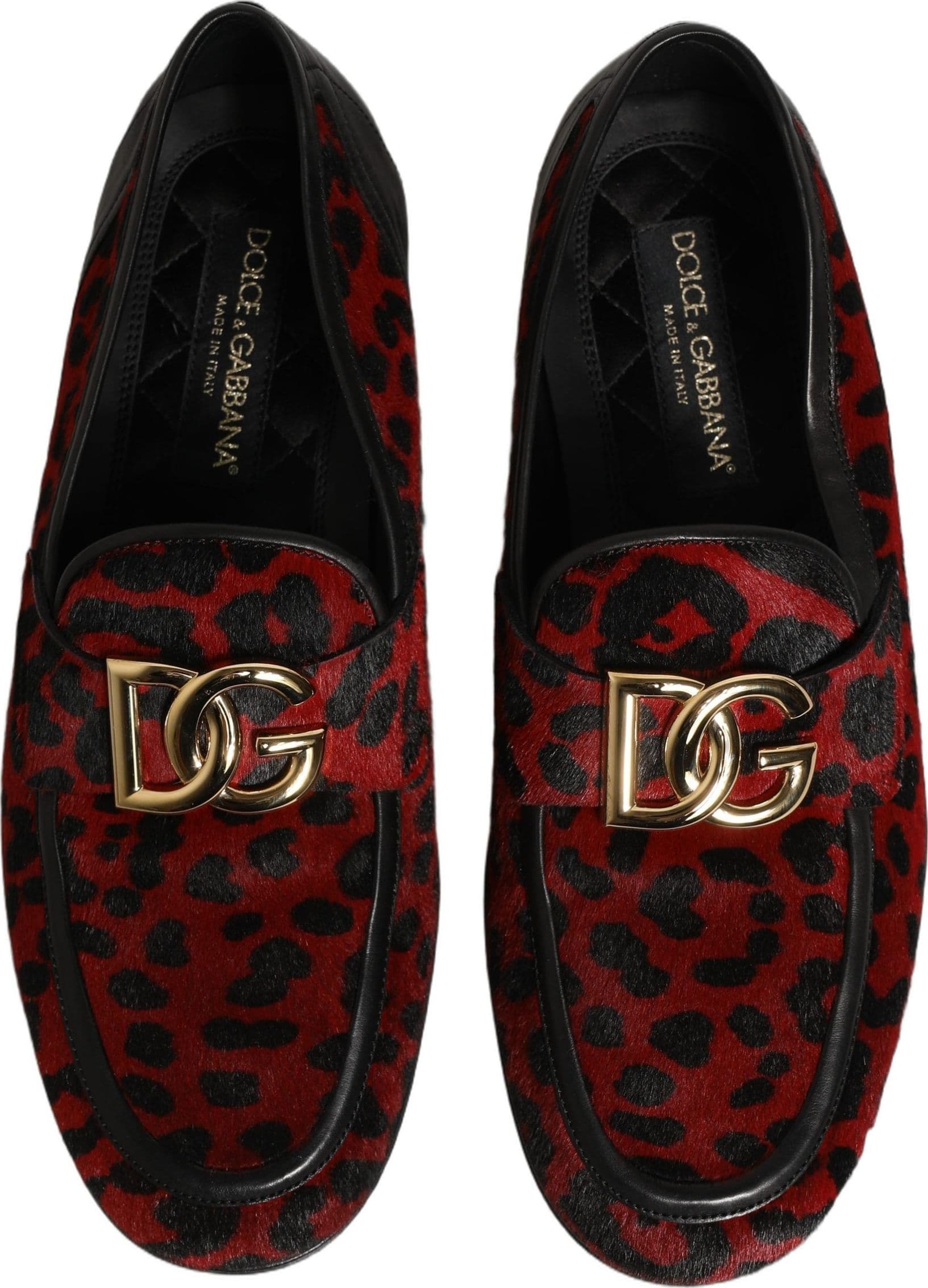 Dolce & Gabbana Red Leopard Print Pony Hair Dress Loafers Shoes - 2