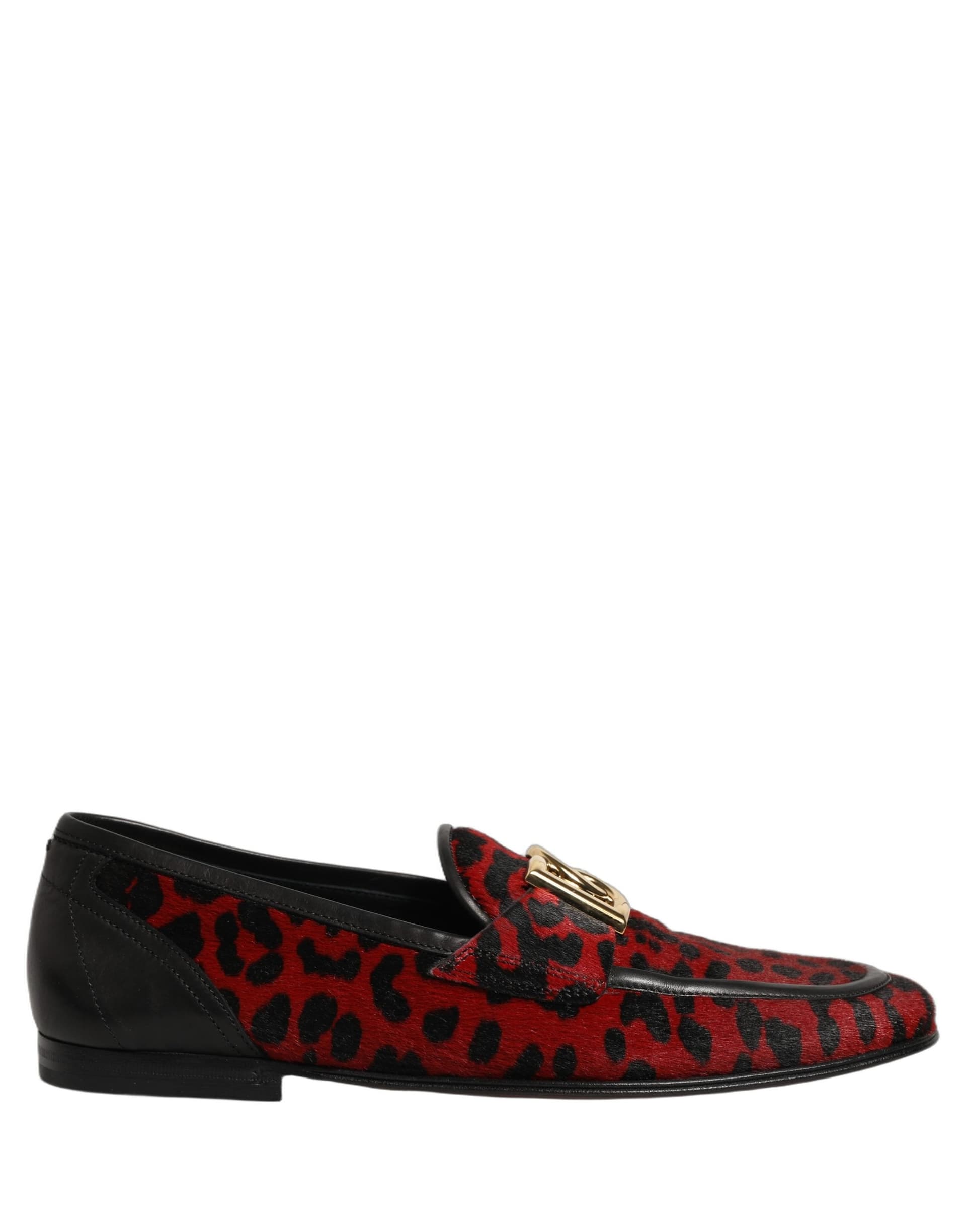 Dolce & Gabbana Red Leopard Print Pony Hair Dress Loafers Shoes - 6