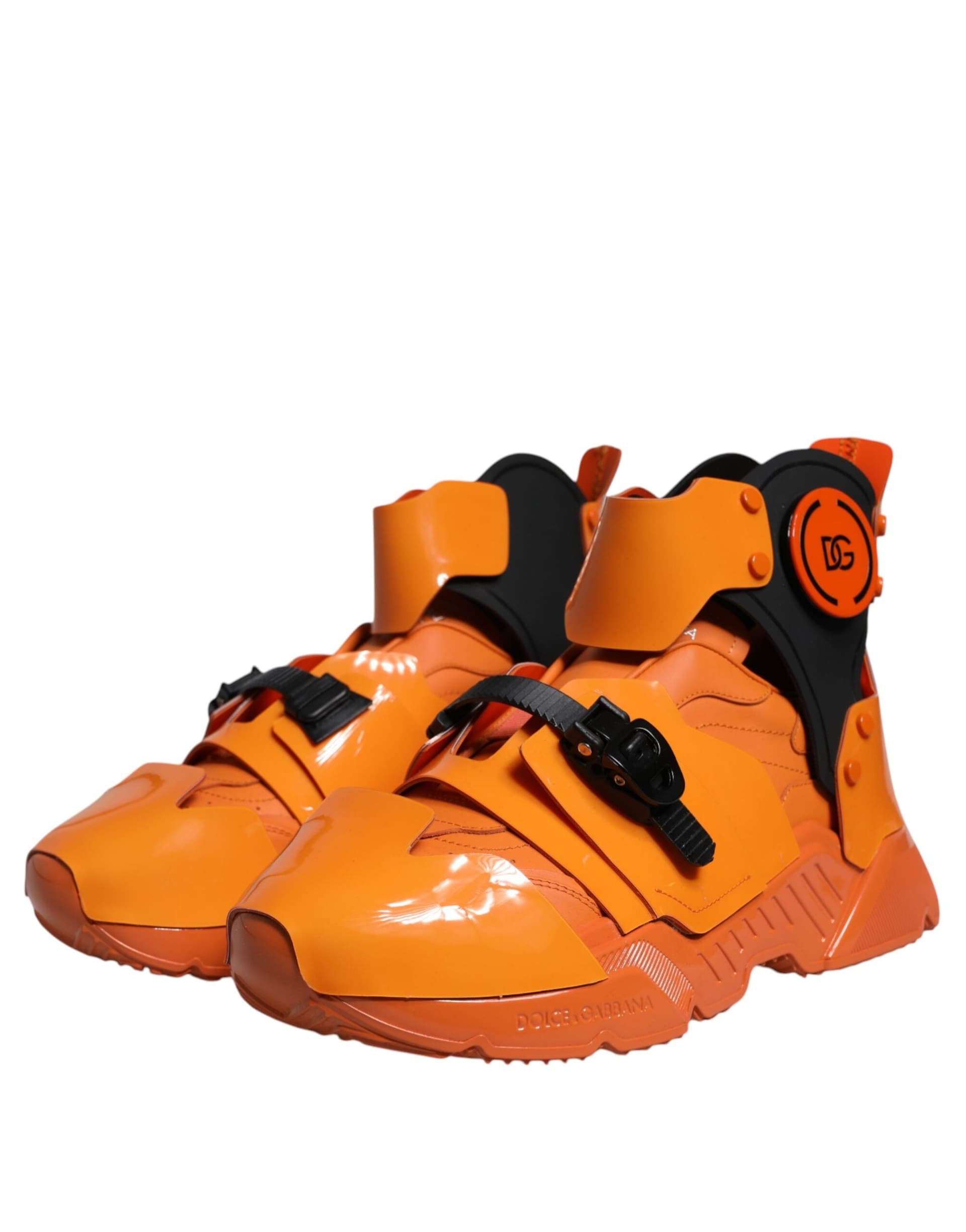 Dolce & Gabbana Orange Multi Panel Chunky High Top Sneakers Shoes - 2