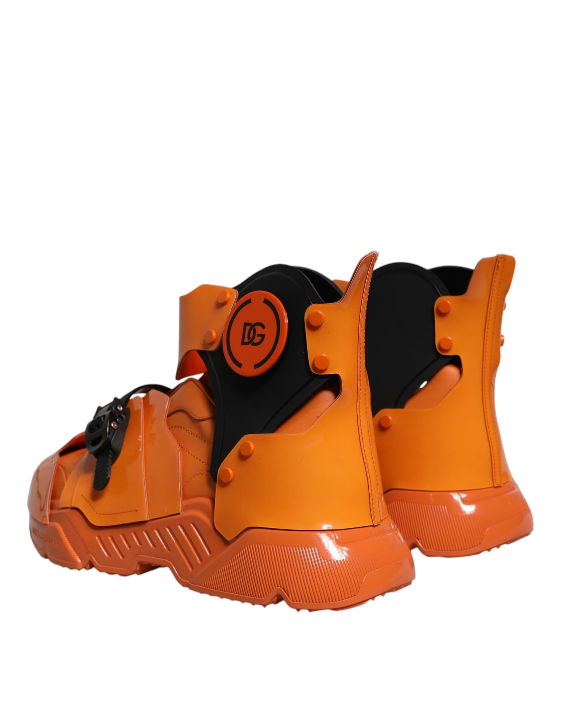 Dolce & Gabbana Orange Multi Panel Chunky High Top Sneakers Shoes - 3