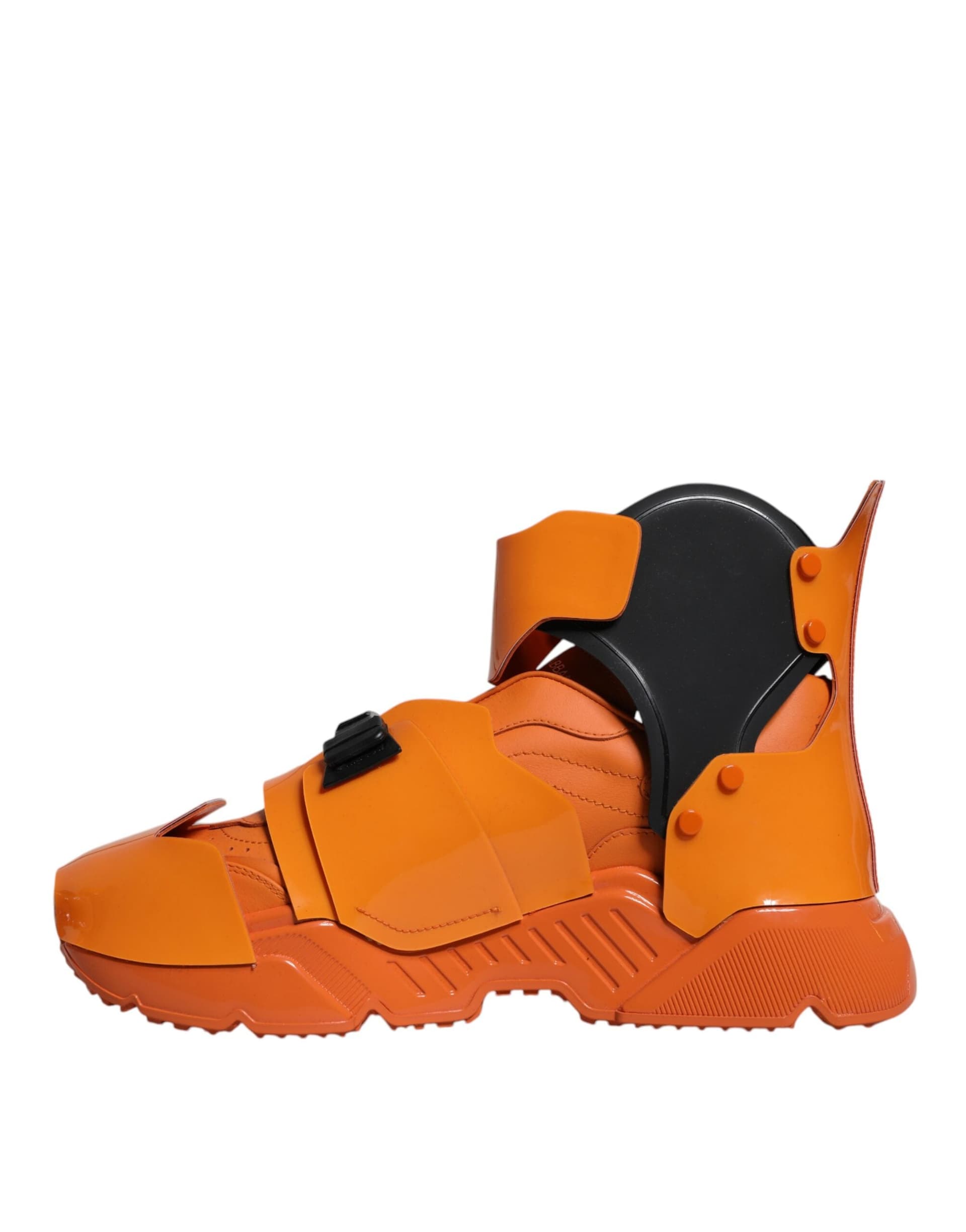 Dolce & Gabbana Orange Multi Panel Chunky High Top Sneakers Shoes - 4