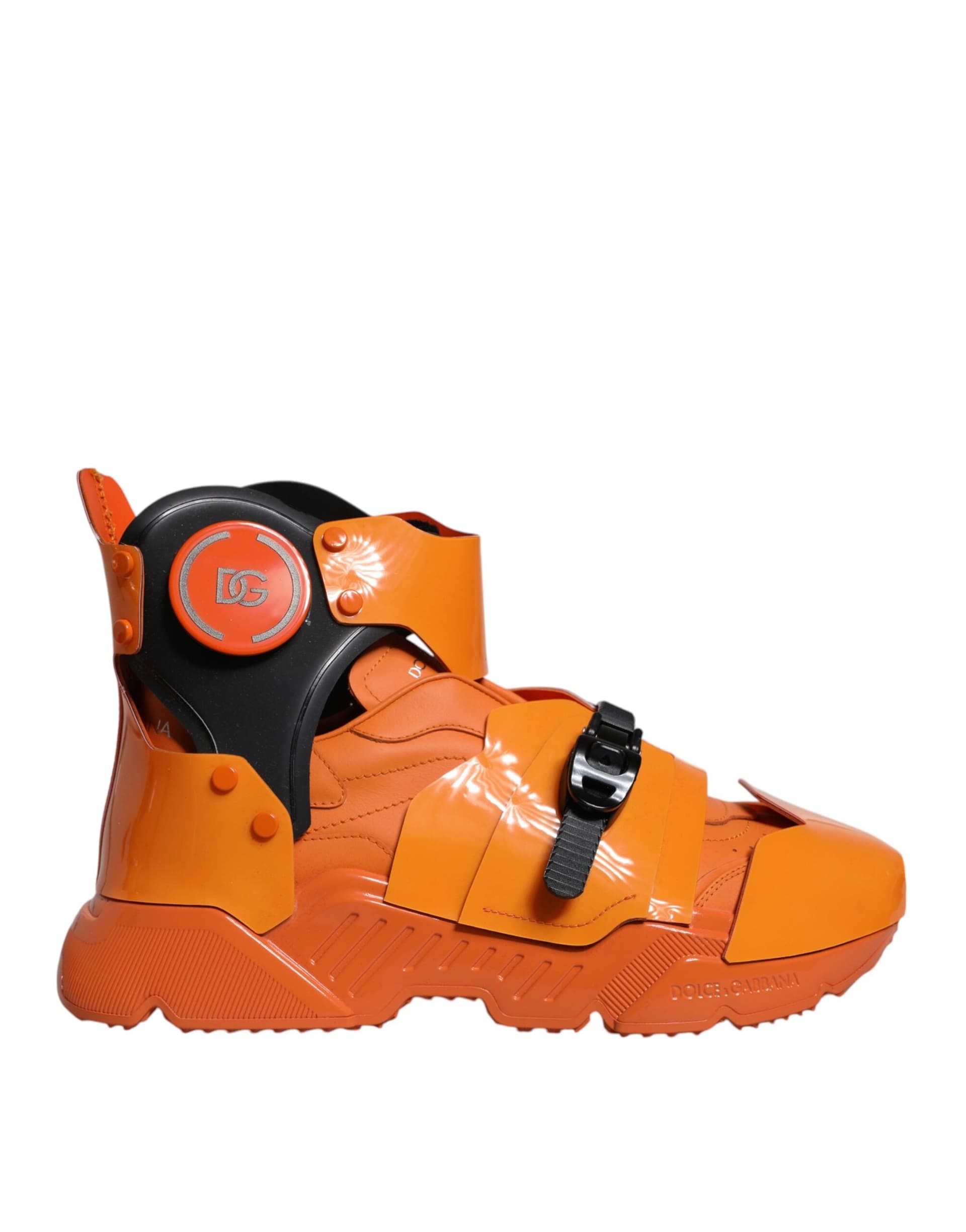 Dolce & Gabbana Orange Multi Panel Chunky High Top Sneakers Shoes - 5