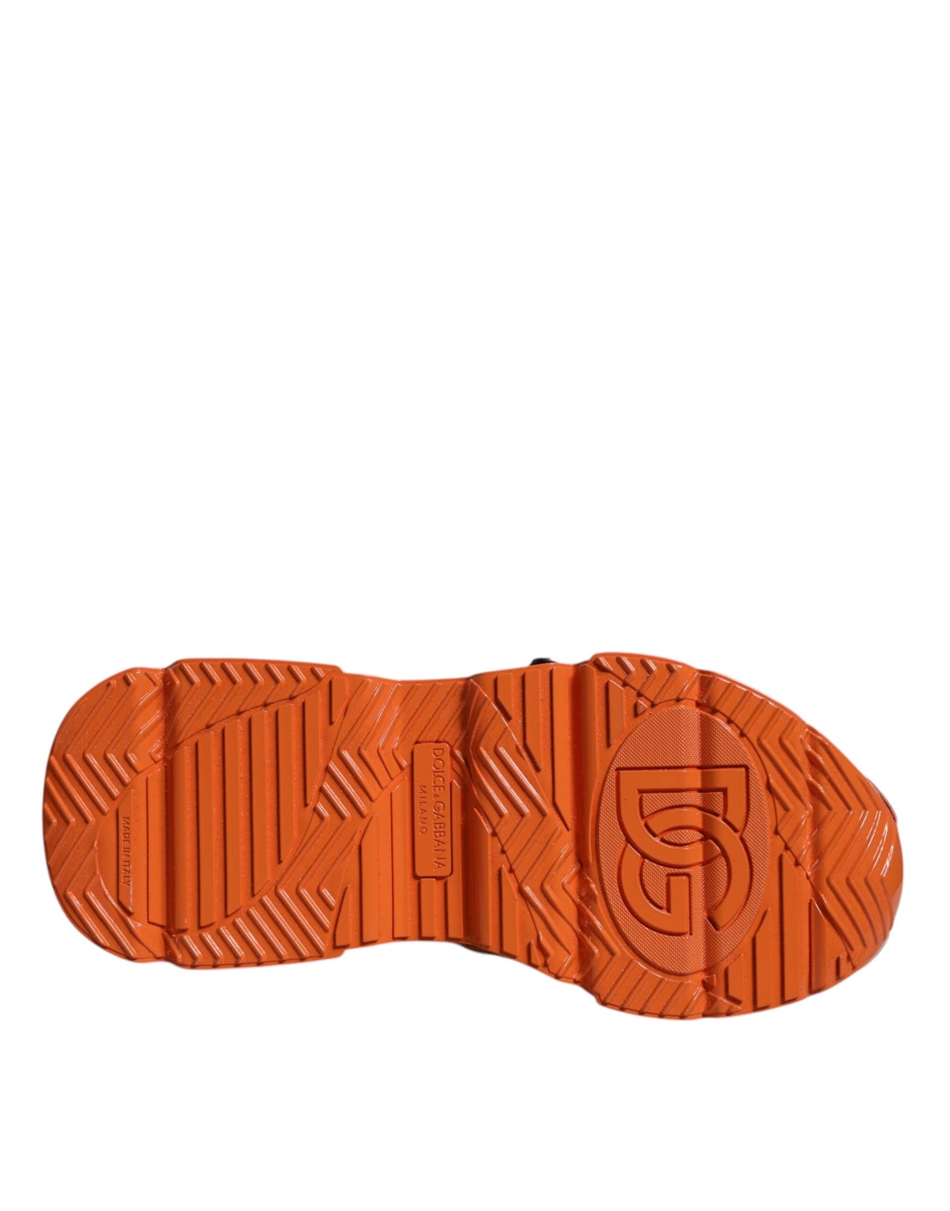 Dolce & Gabbana Orange Multi Panel Chunky High Top Sneakers Shoes - 7