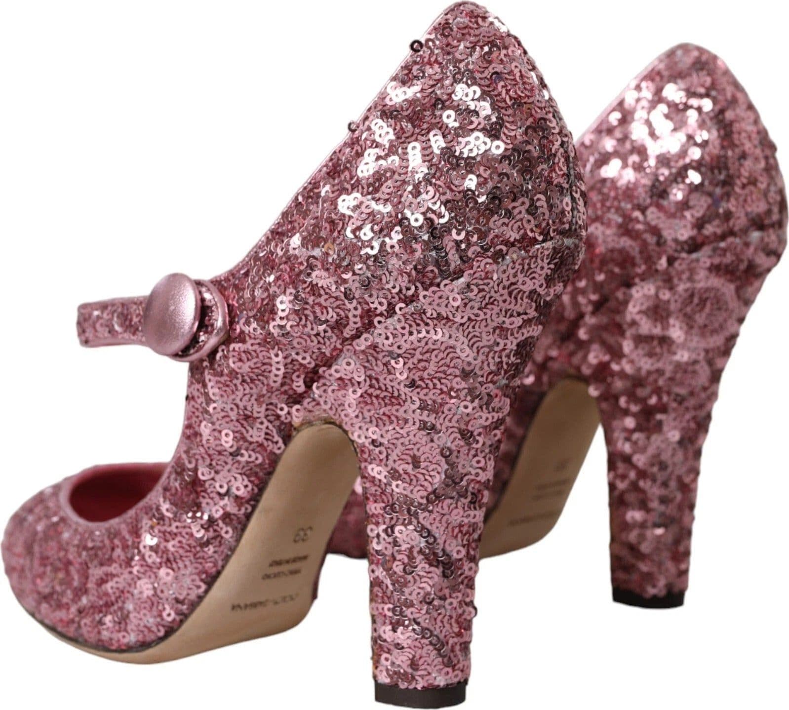 Dolce & Gabbana Pink Sequin Mary Jane Pumps High Heels Shoes - 6