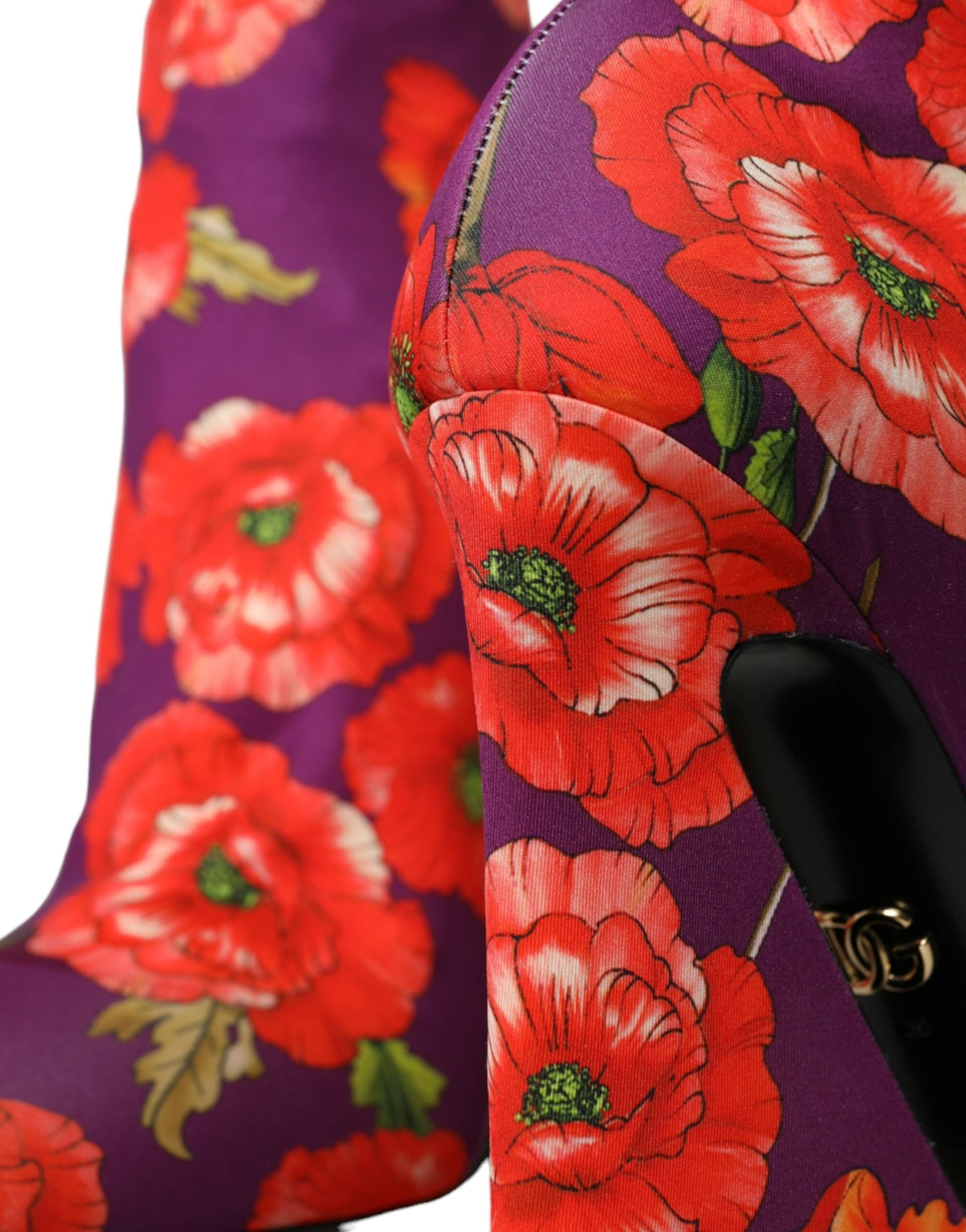 Dolce & Gabbana Purple Floral Jersey Stretch Boots Shoes - 8