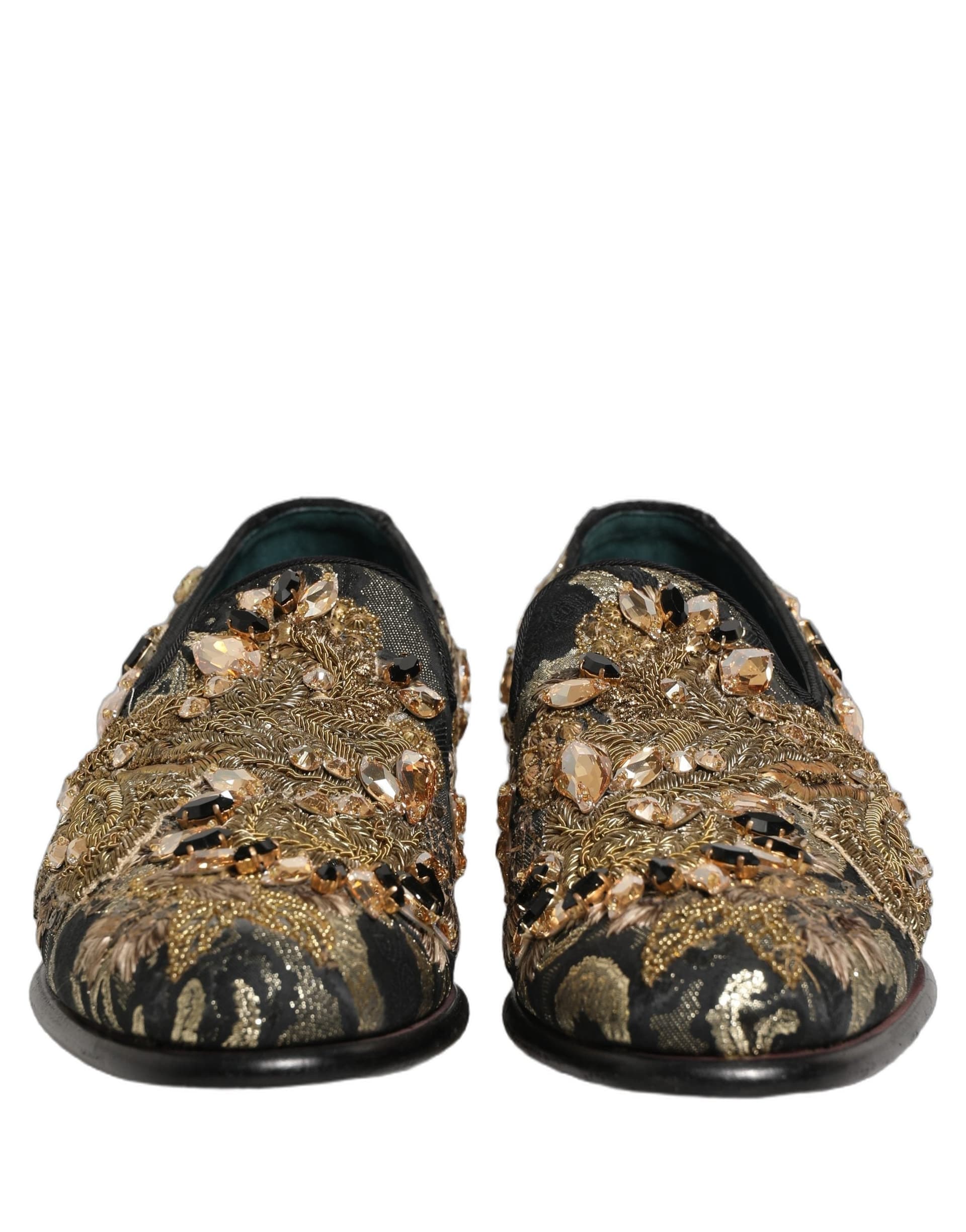 Dolce & Gabbana Black Velvet Embellished Dress Loafers Shoes - 2