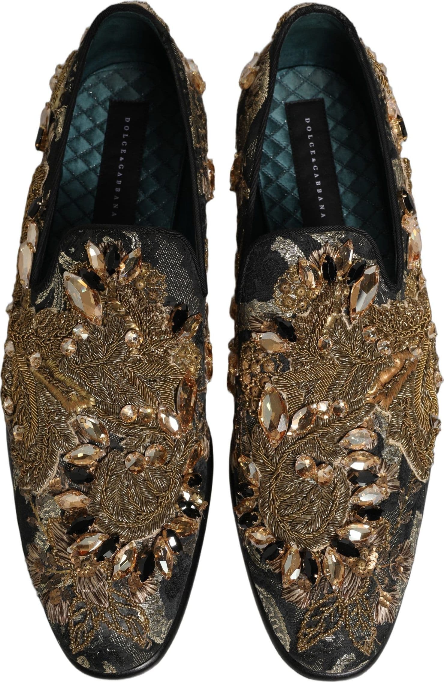 Dolce & Gabbana Black Velvet Embellished Dress Loafers Shoes - 3