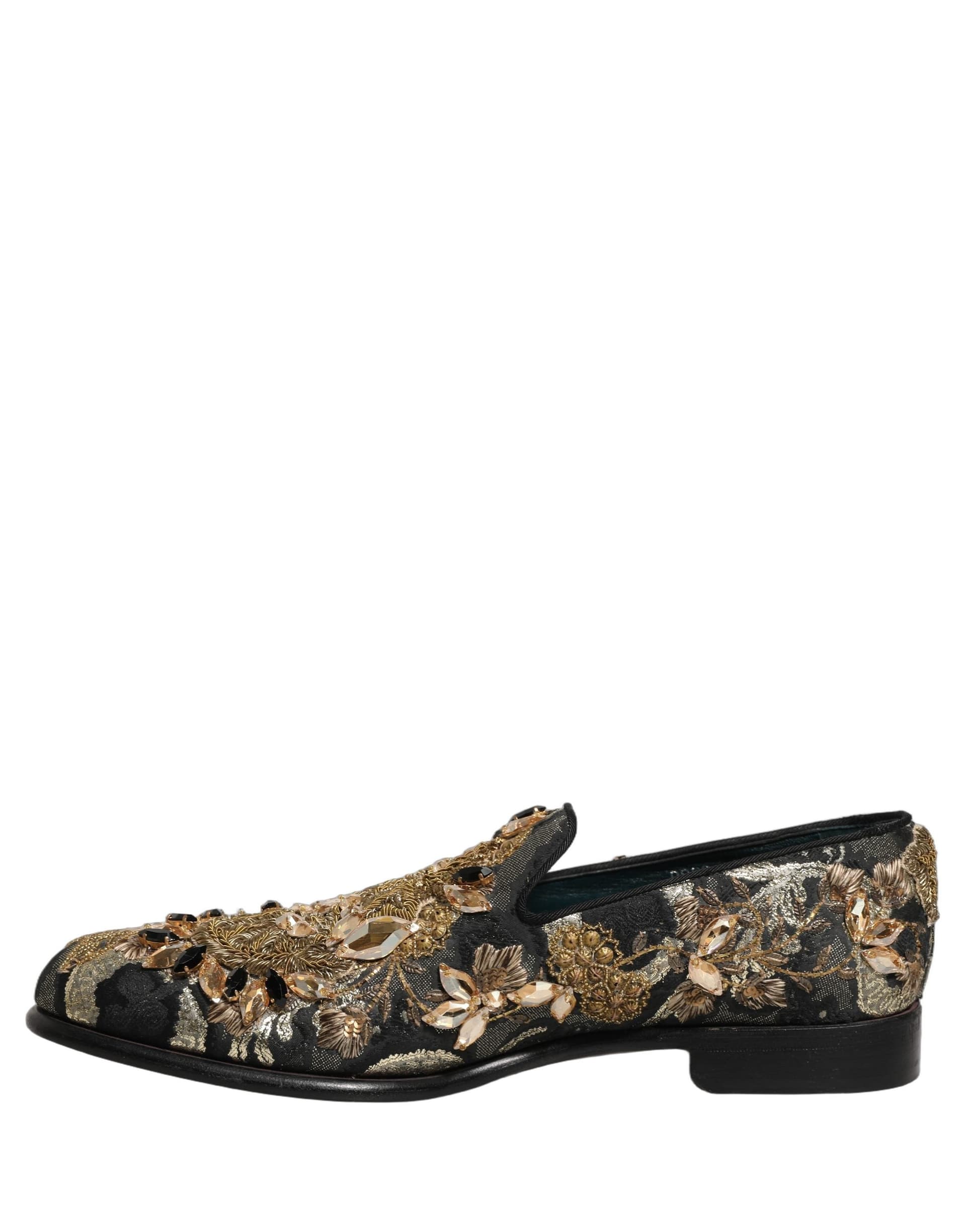 Dolce & Gabbana Black Velvet Embellished Dress Loafers Shoes - 6