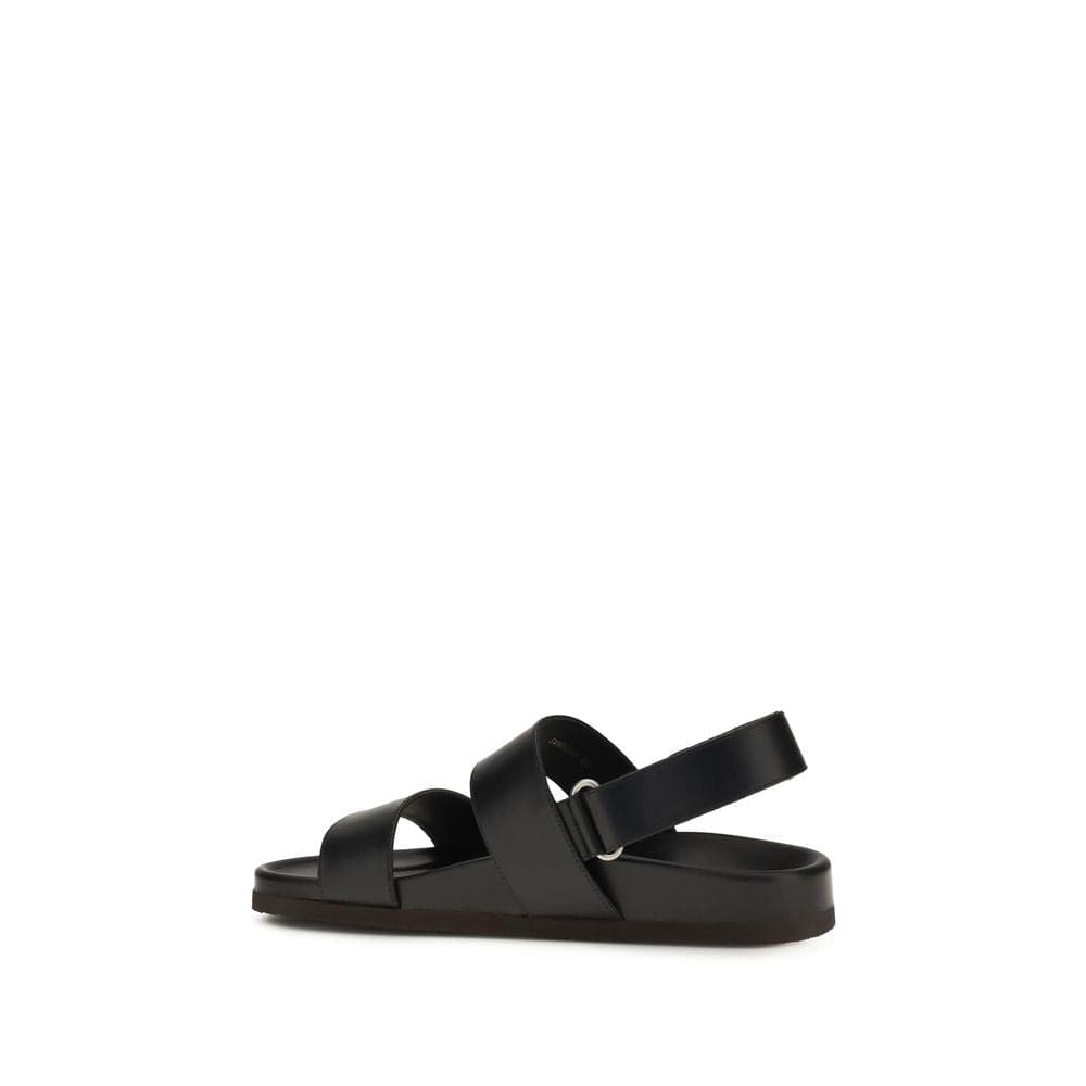 Valentino Garavani Black Calf Leather Bos Taurus Flat Sandals - 3