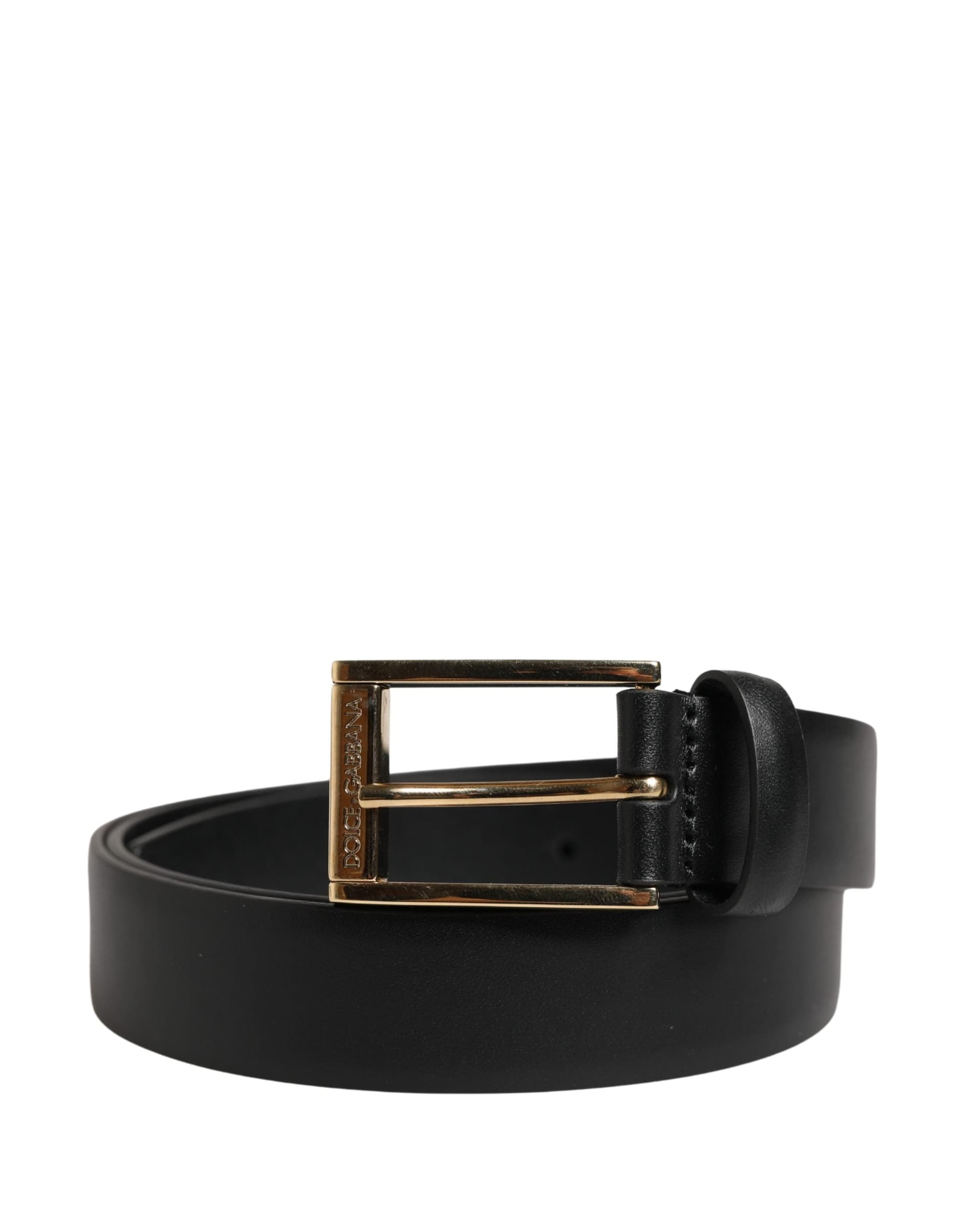 Dolce & Gabbana Men Black Classic Leather Metal Buckle Belt - 2