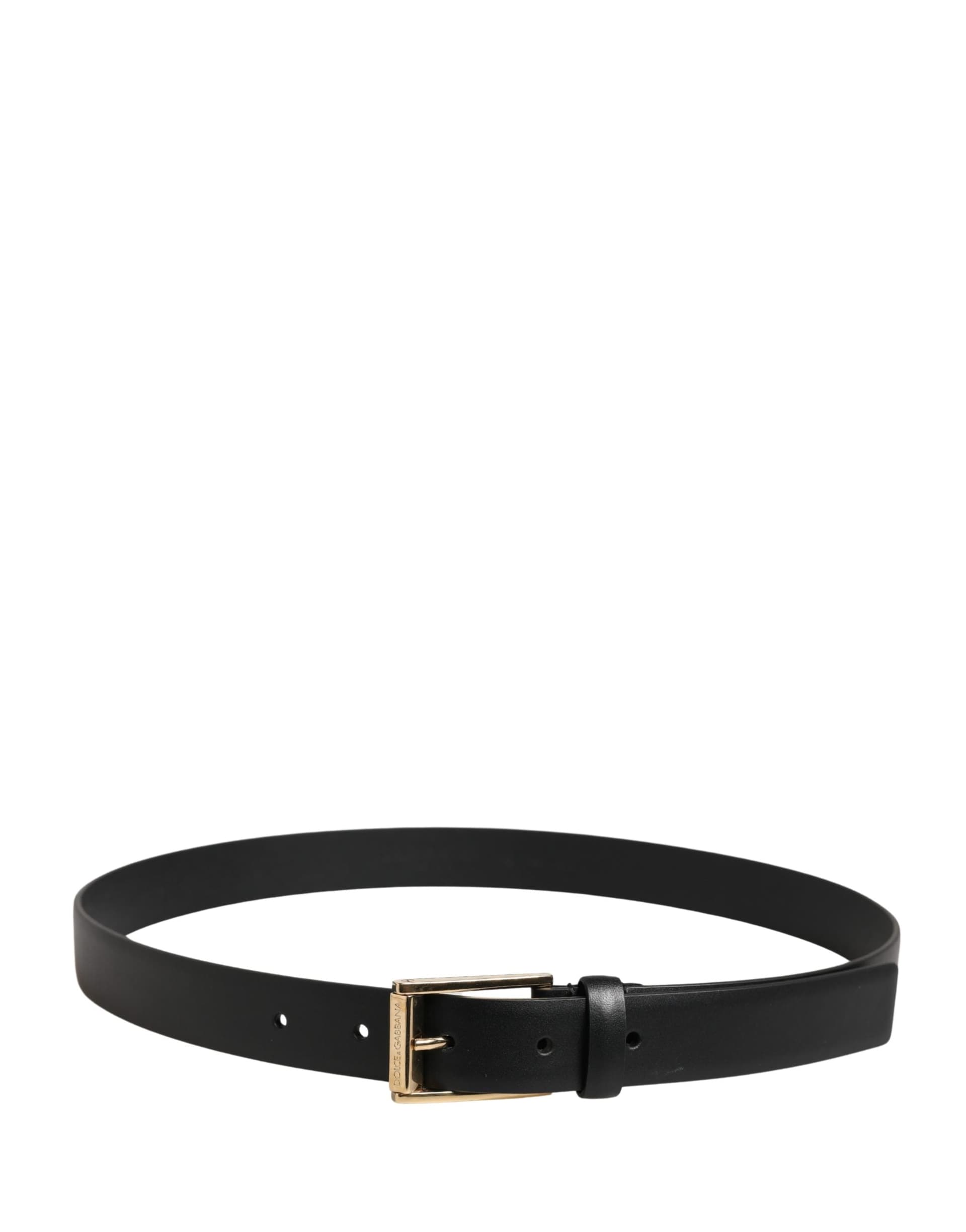Dolce & Gabbana Men Black Classic Leather Metal Buckle Belt - 3