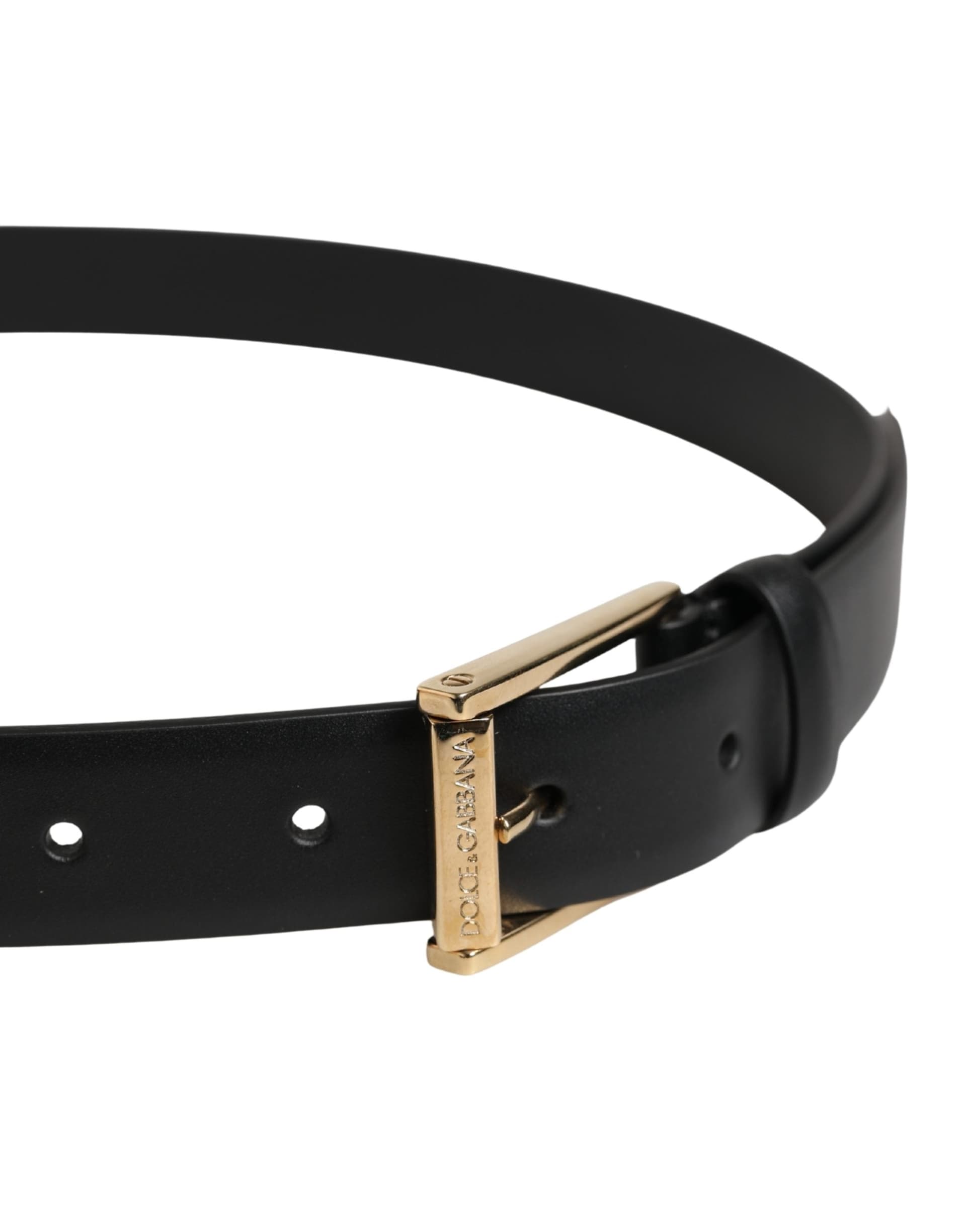 Dolce & Gabbana Men Black Classic Leather Metal Buckle Belt - 4