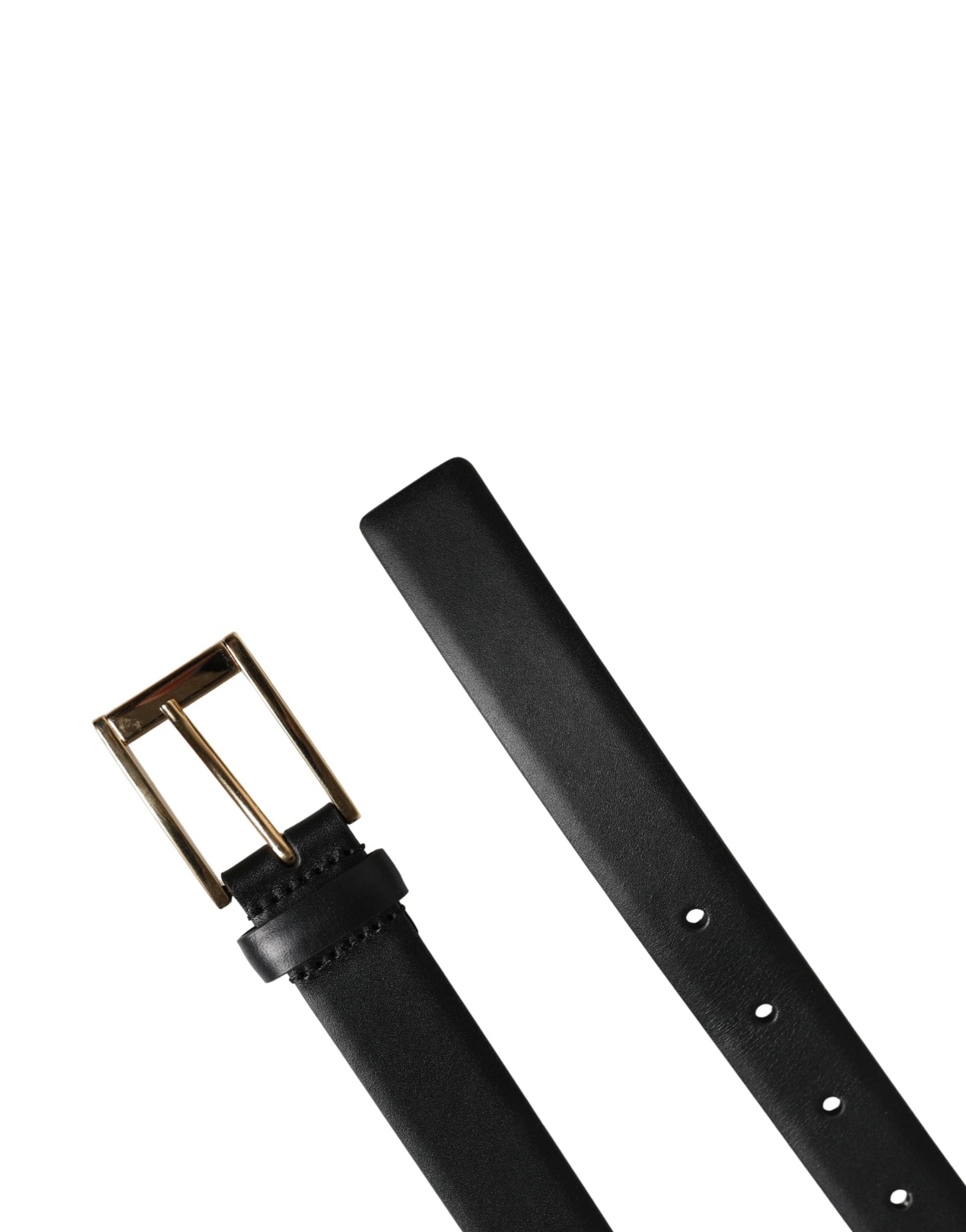 Dolce & Gabbana Men Black Classic Leather Metal Buckle Belt - 7