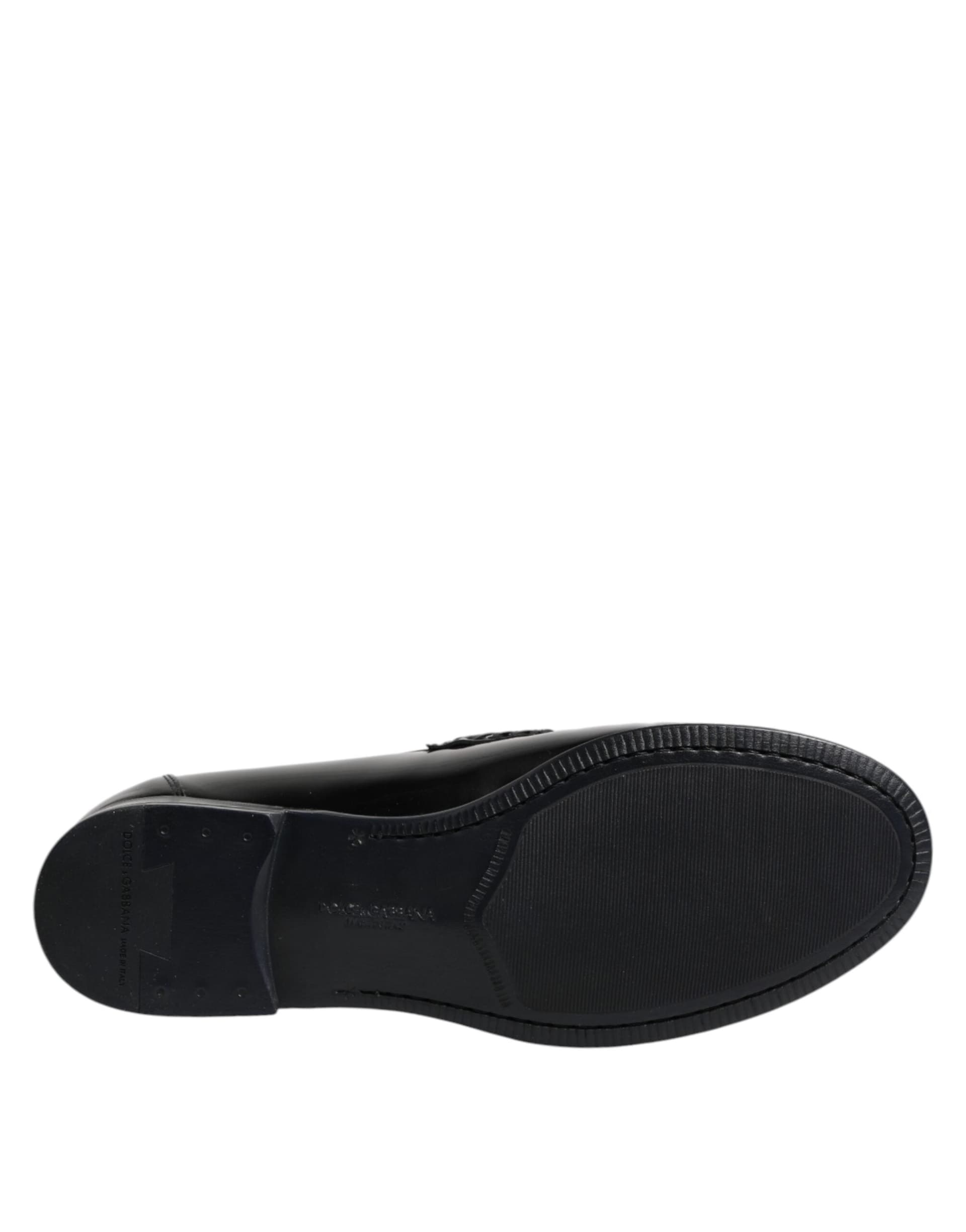 Dolce & Gabbana Black Leather Slip On Loafers Dress Shoes - 8