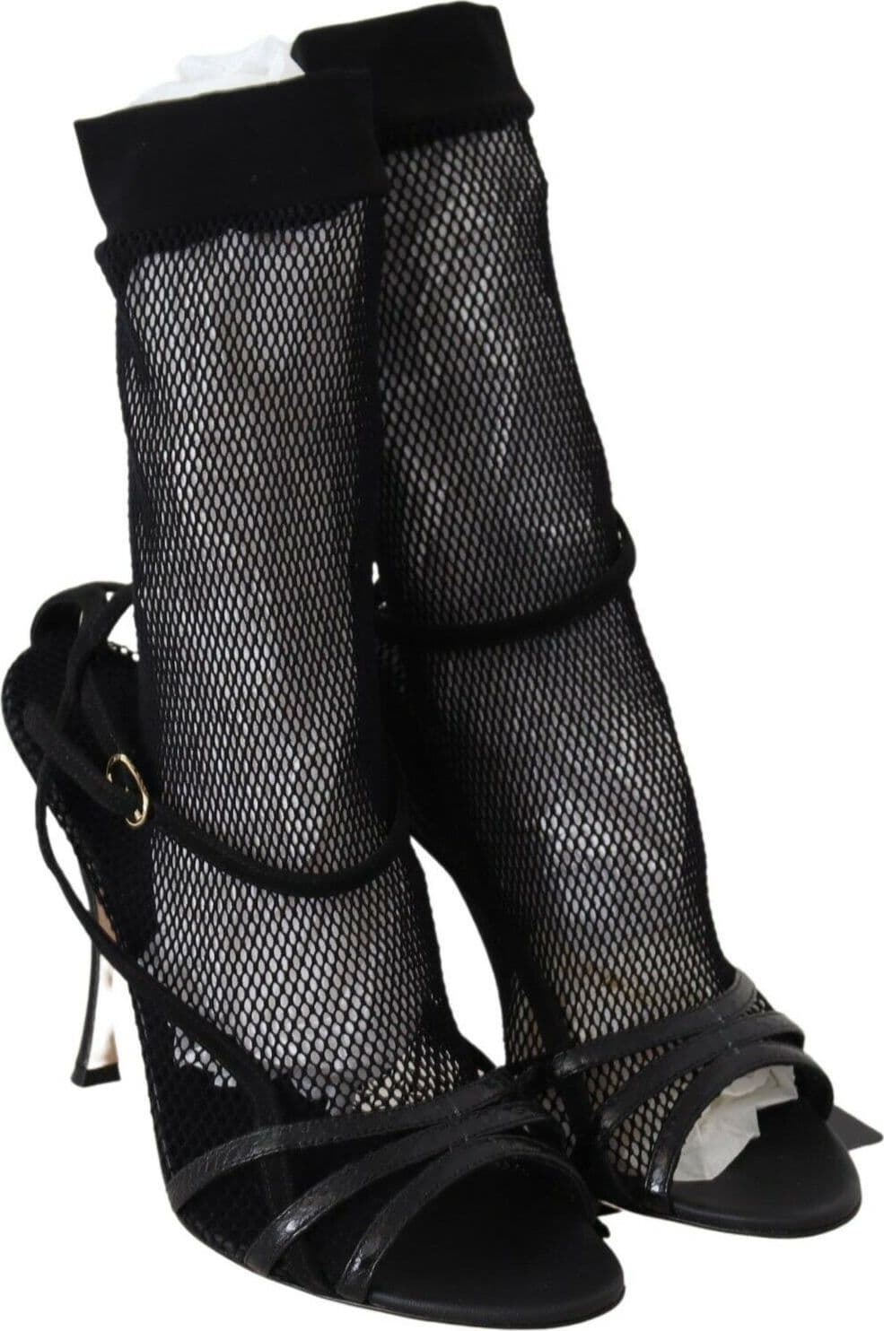 Dolce & Gabbana Black Suede Short Boots Sandals Shoes - 6