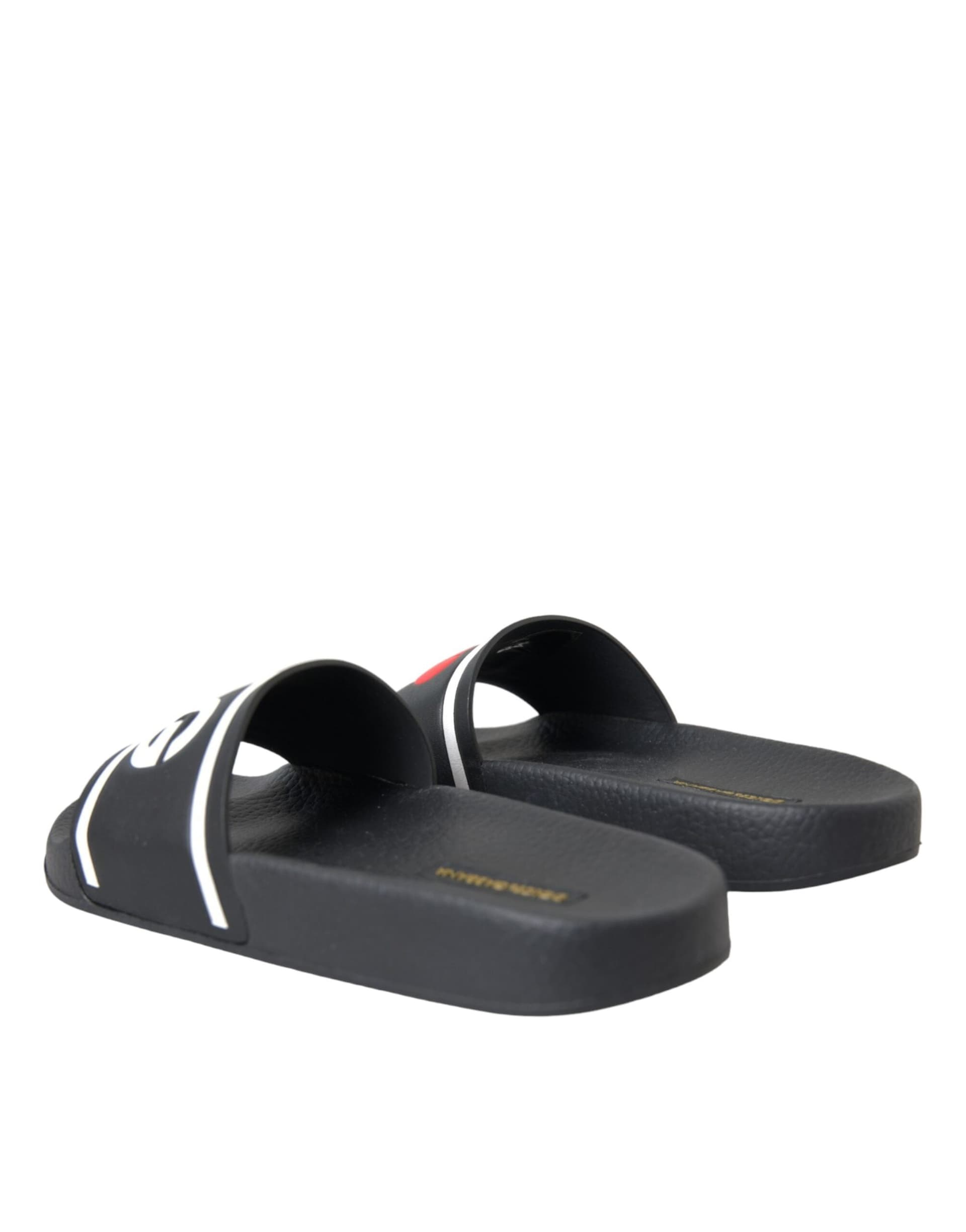 Dolce & Gabbana Black Leather I Love D&G Sandals Slides Shoes - 3