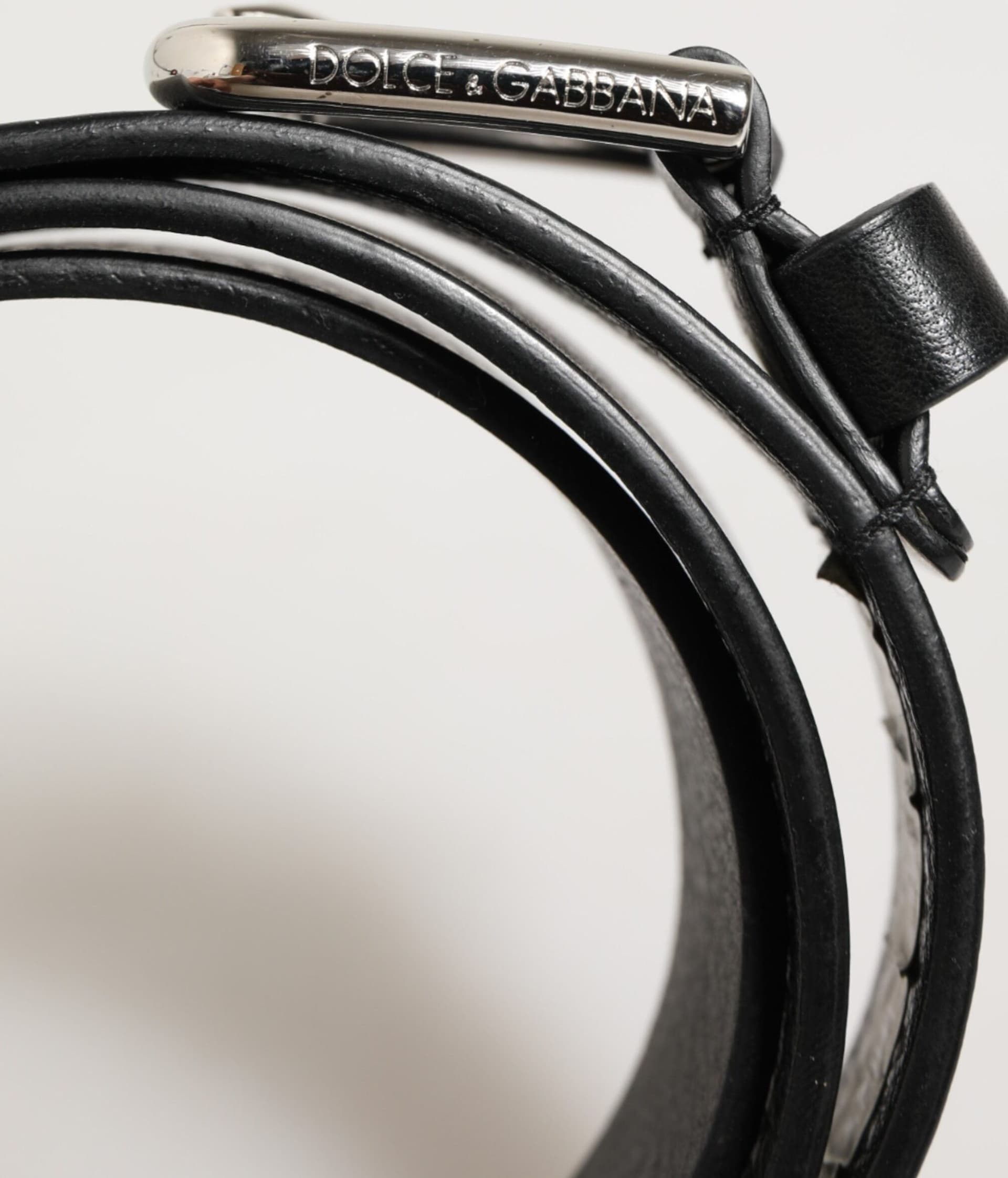 Dolce & Gabbana Black Leather Classic Metal Logo Buckle Belt - 3