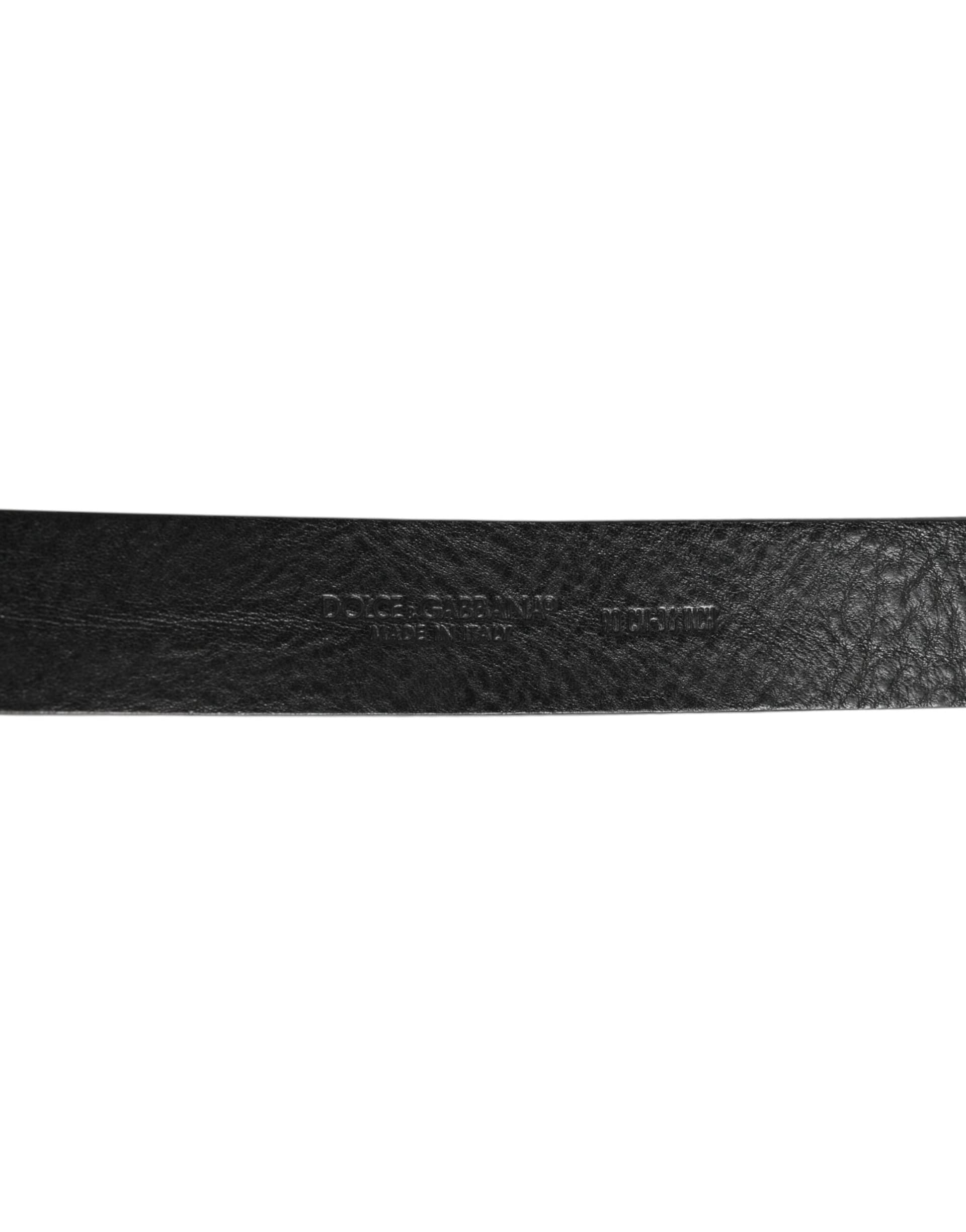 Dolce & Gabbana Black Leather Classic Metal Logo Buckle Belt - 4