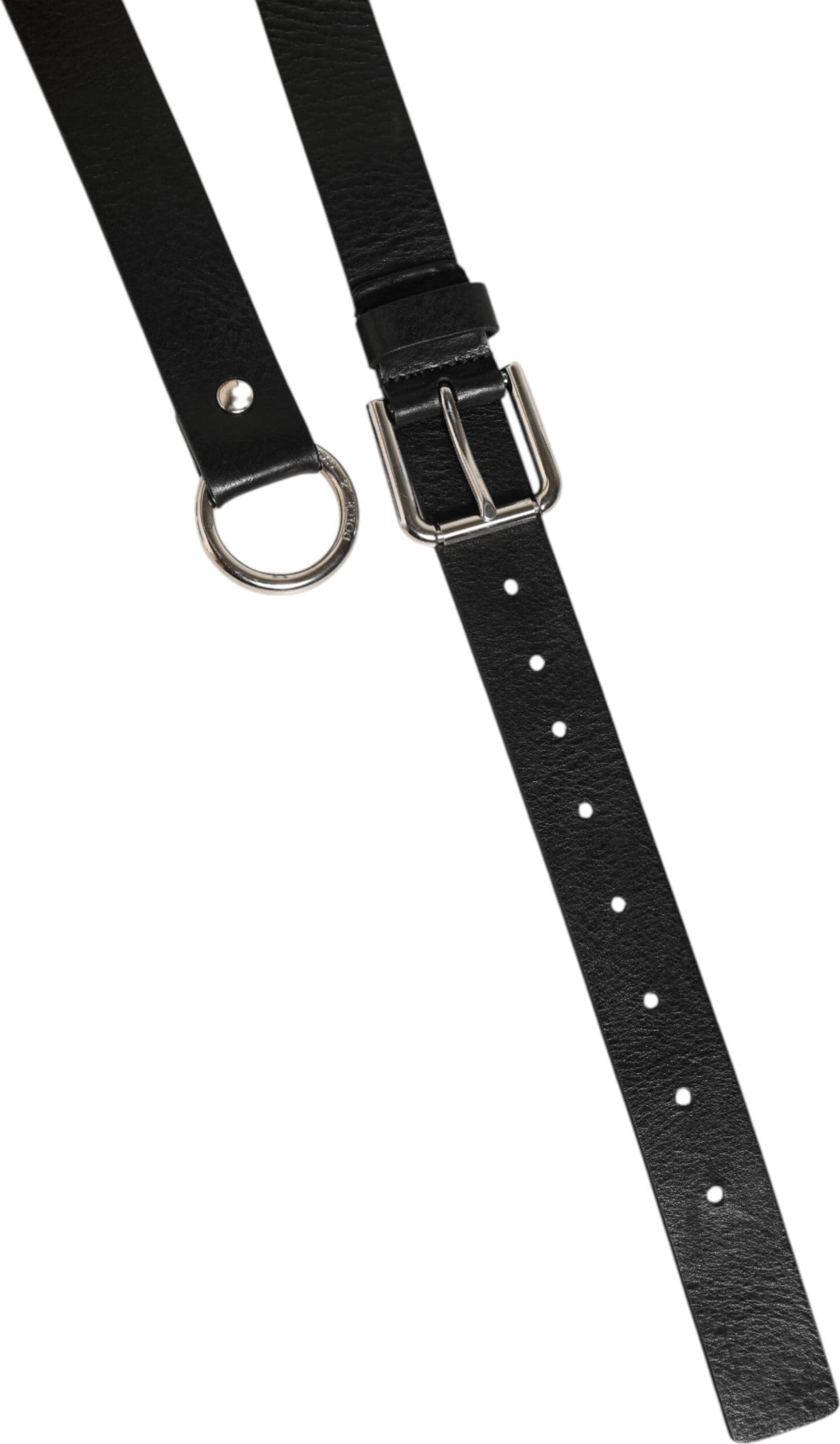 Dolce & Gabbana Black Leather Classic Metal Logo Buckle Belt - 6