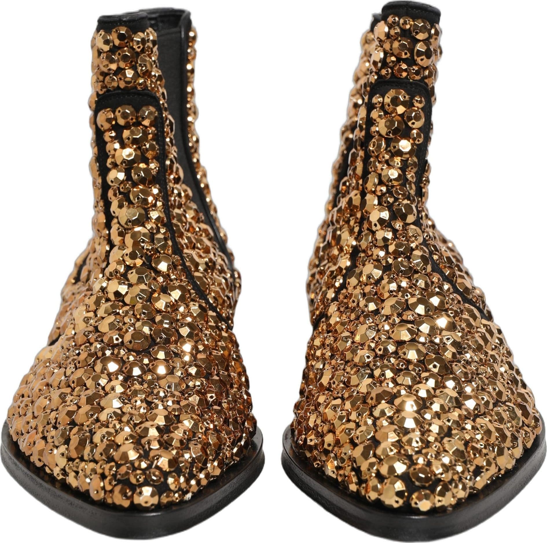 Dolce & Gabbana Gold Embellished Chelsea Ankle Boots Shoes - 2