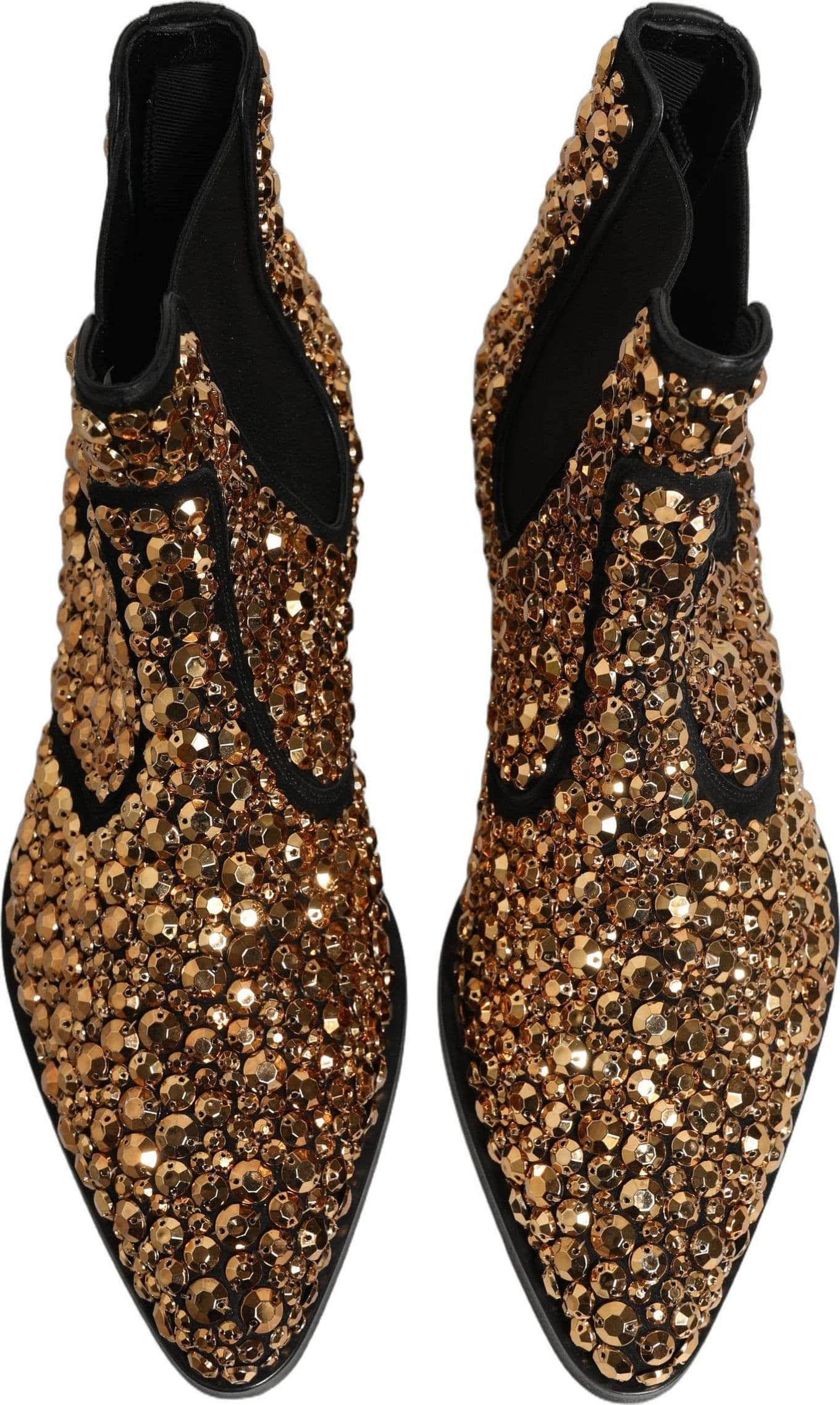 Dolce & Gabbana Gold Embellished Chelsea Ankle Boots Shoes - 3