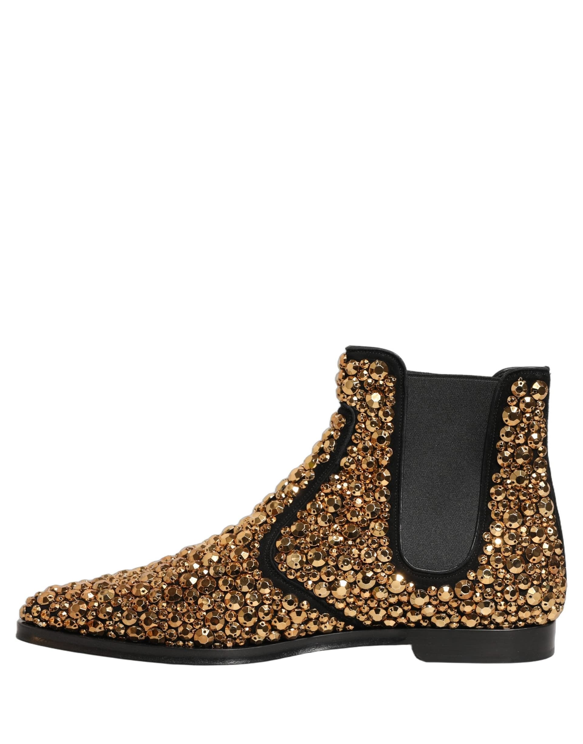 Dolce & Gabbana Gold Embellished Chelsea Ankle Boots Shoes - 6