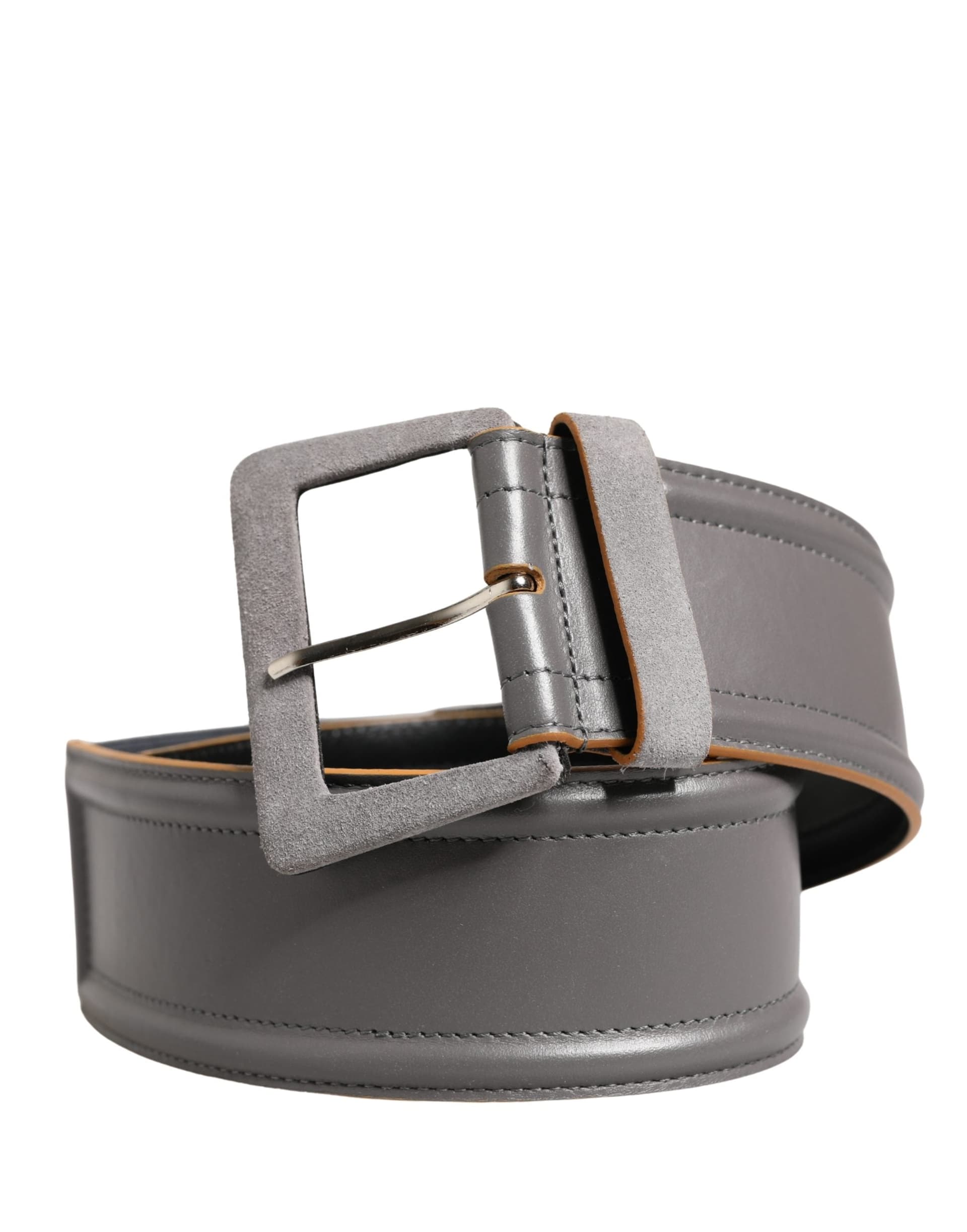 Patrizia Pepe Gray Genuine Leather Square Silver Metal Buckle Belt - 2