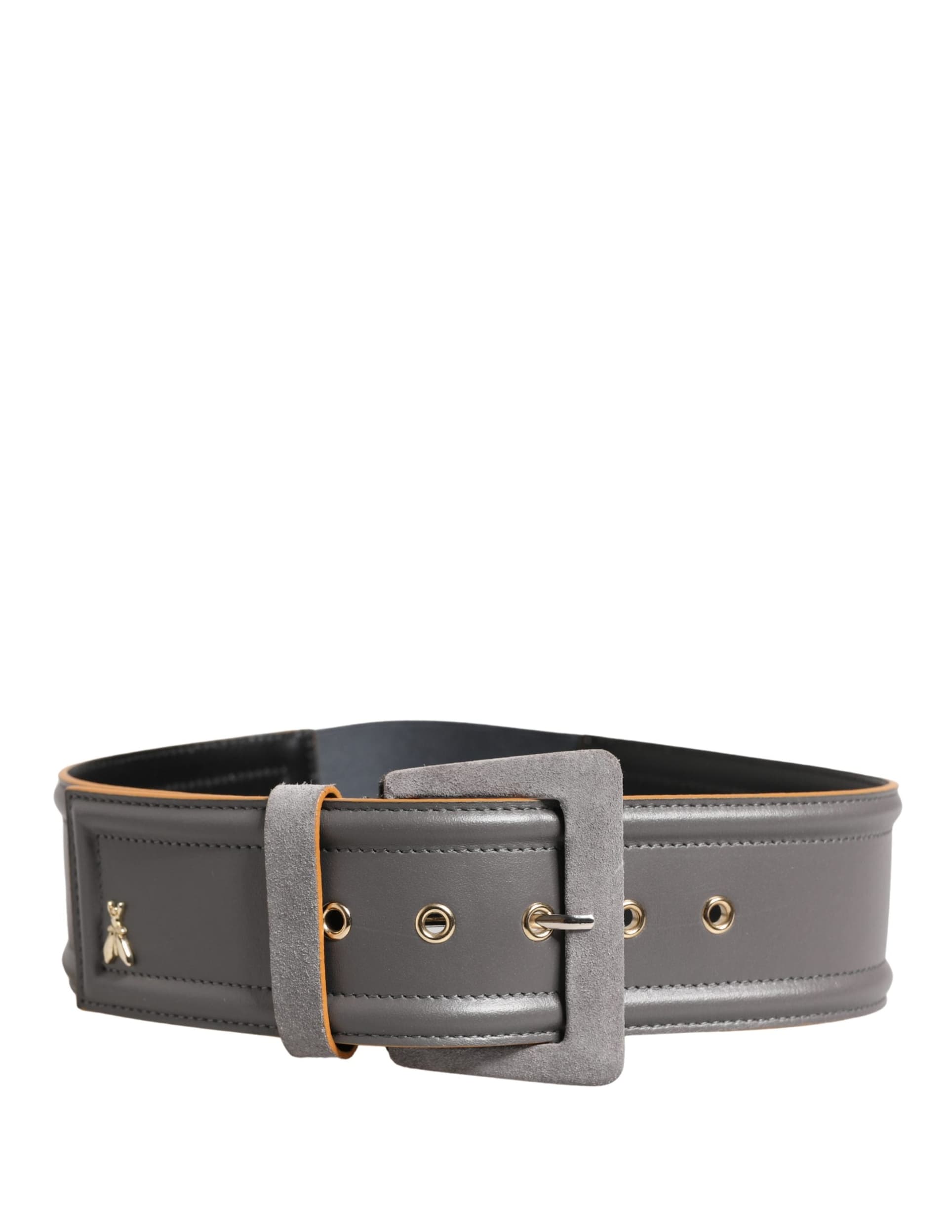 Patrizia Pepe Gray Genuine Leather Square Silver Metal Buckle Belt - 3