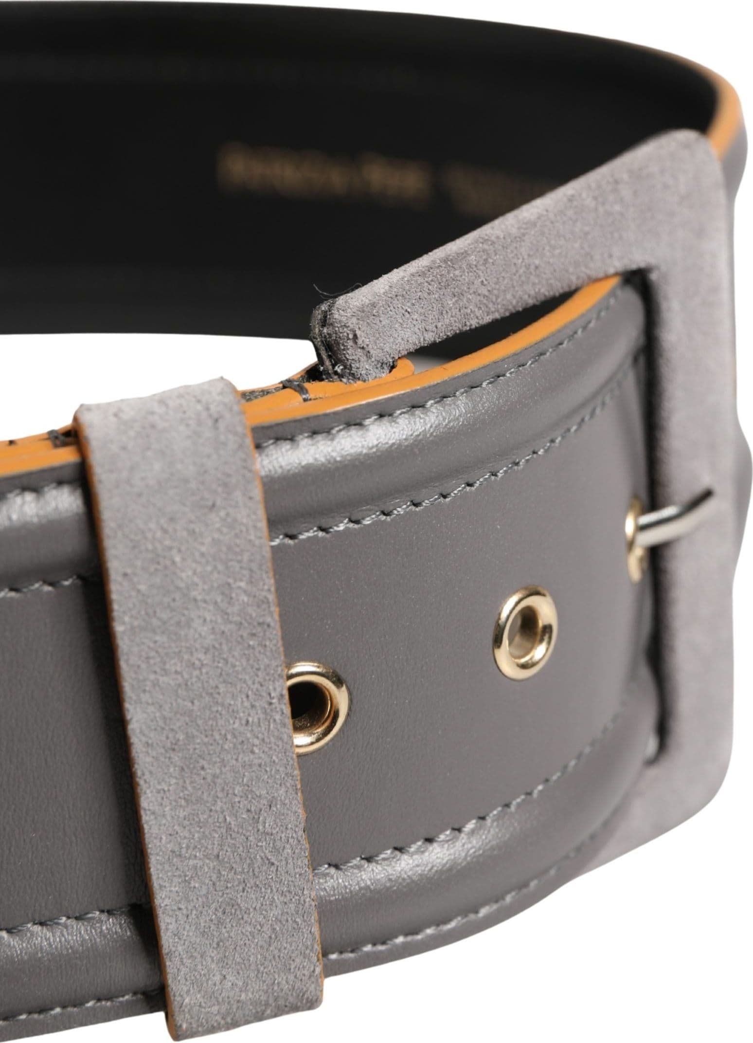 Patrizia Pepe Gray Genuine Leather Square Silver Metal Buckle Belt - 4