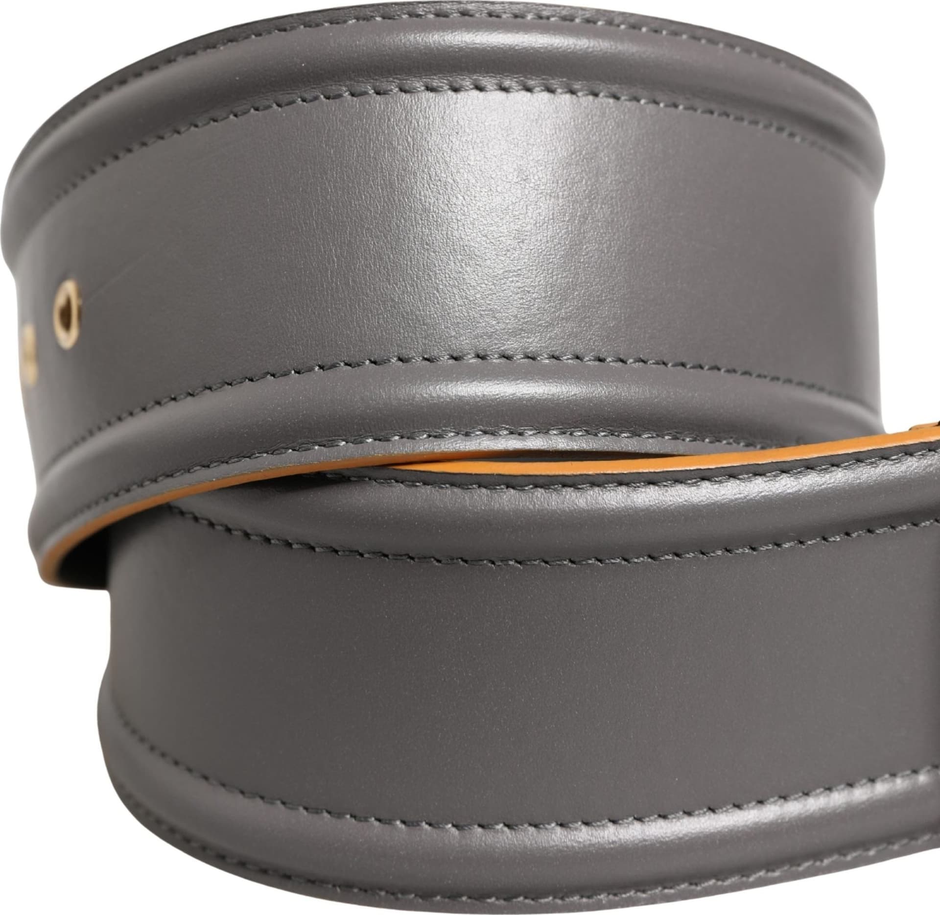 Patrizia Pepe Gray Genuine Leather Square Silver Metal Buckle Belt - 5